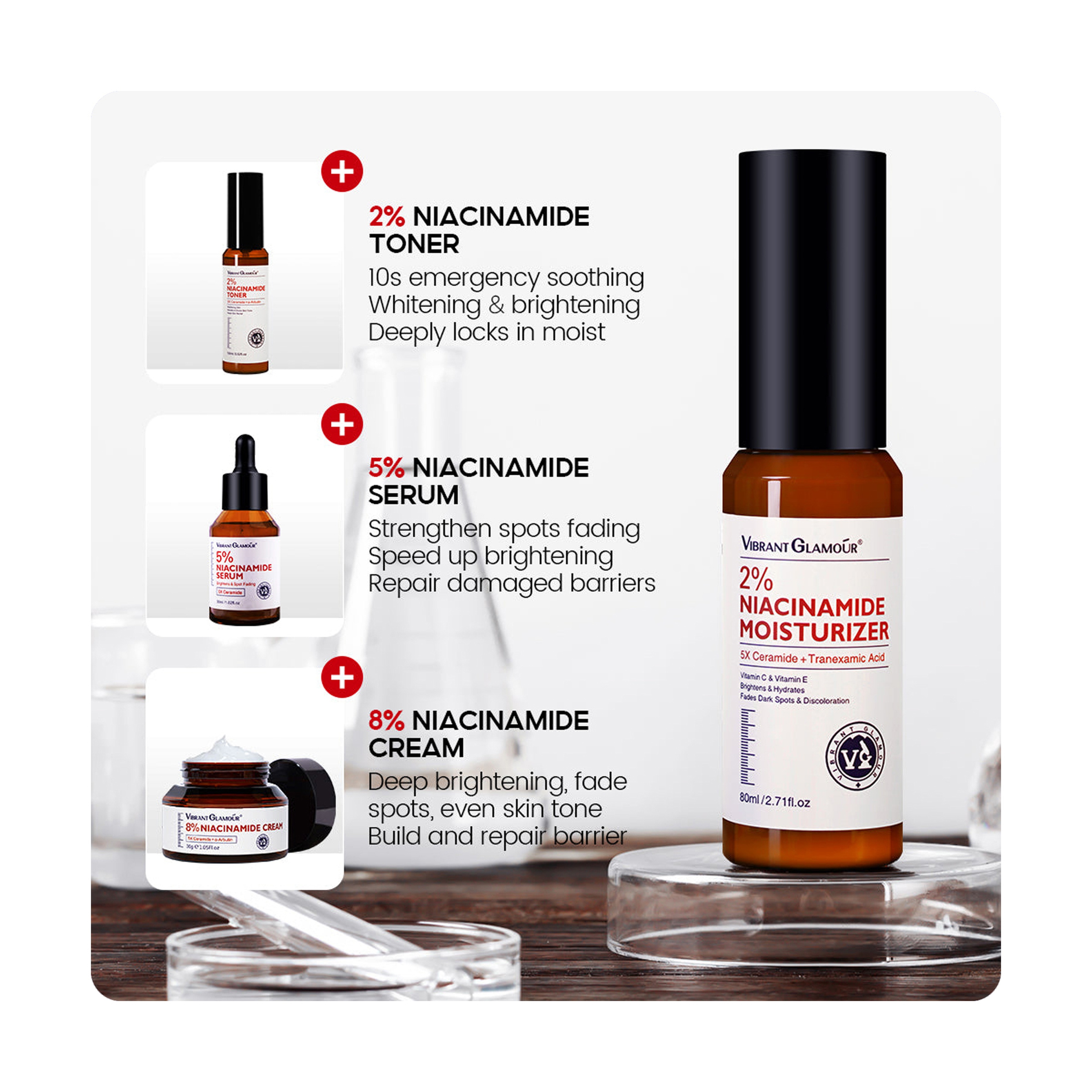 Vibrant Glamour 2% Niacinamide Moisturizing Serum with 5x Ceramide and Tranexamic Acid 80 ml