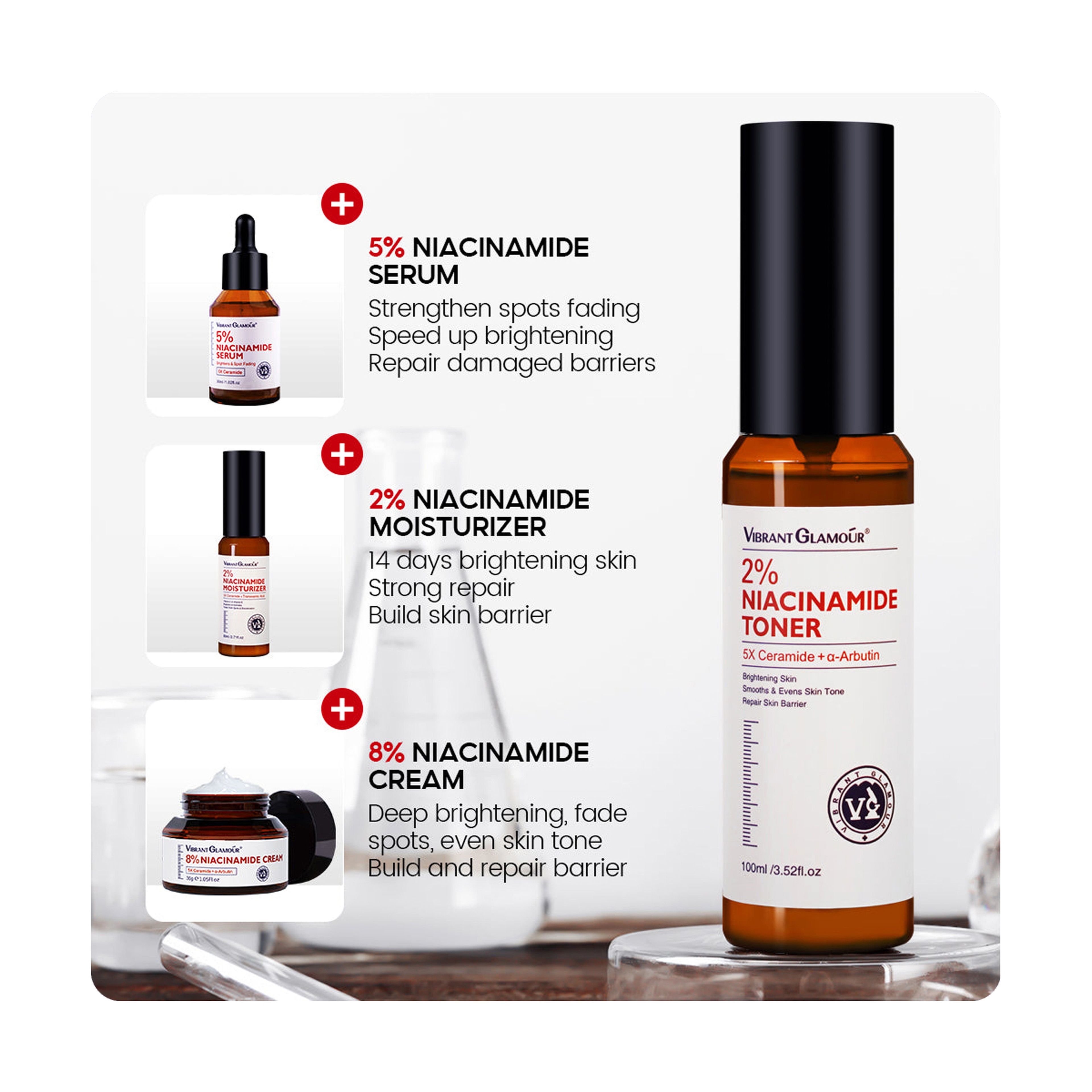 Vibrant Glamour 2% Niacinamide Brightening Face Toner with 5x Ceramide 100 ml