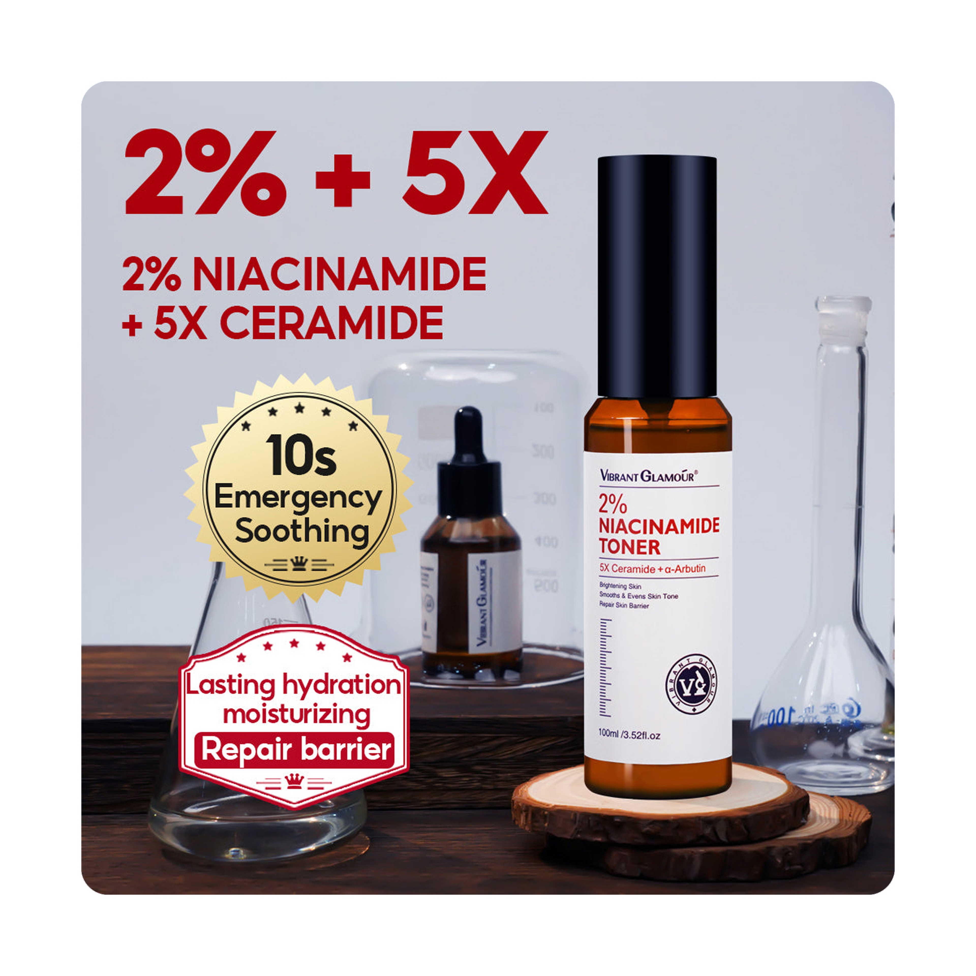 Vibrant Glamour 2% Niacinamide Brightening Face Toner with 5x Ceramide 100 ml