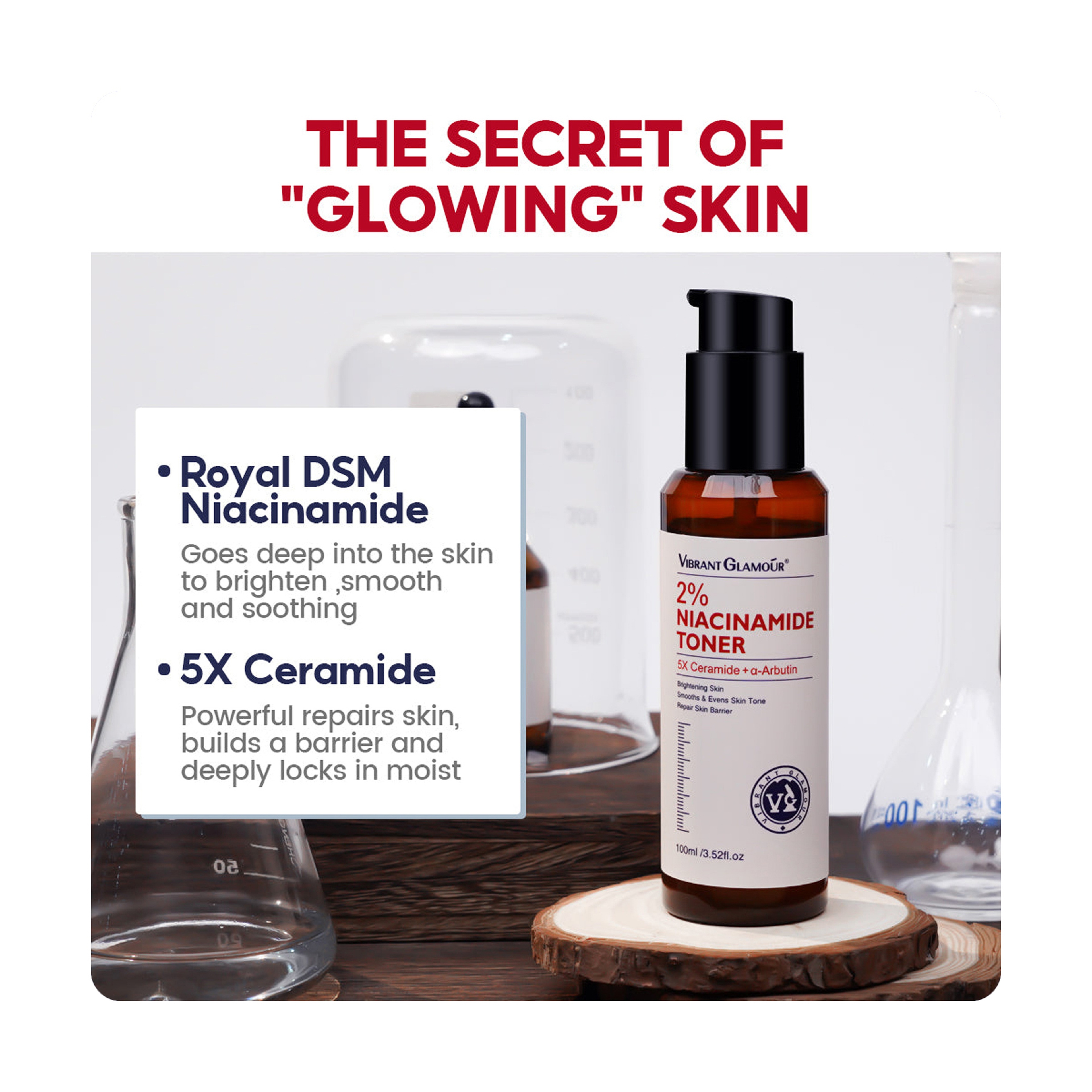 Vibrant Glamour 2% Niacinamide Brightening Face Toner with 5x Ceramide 100 ml