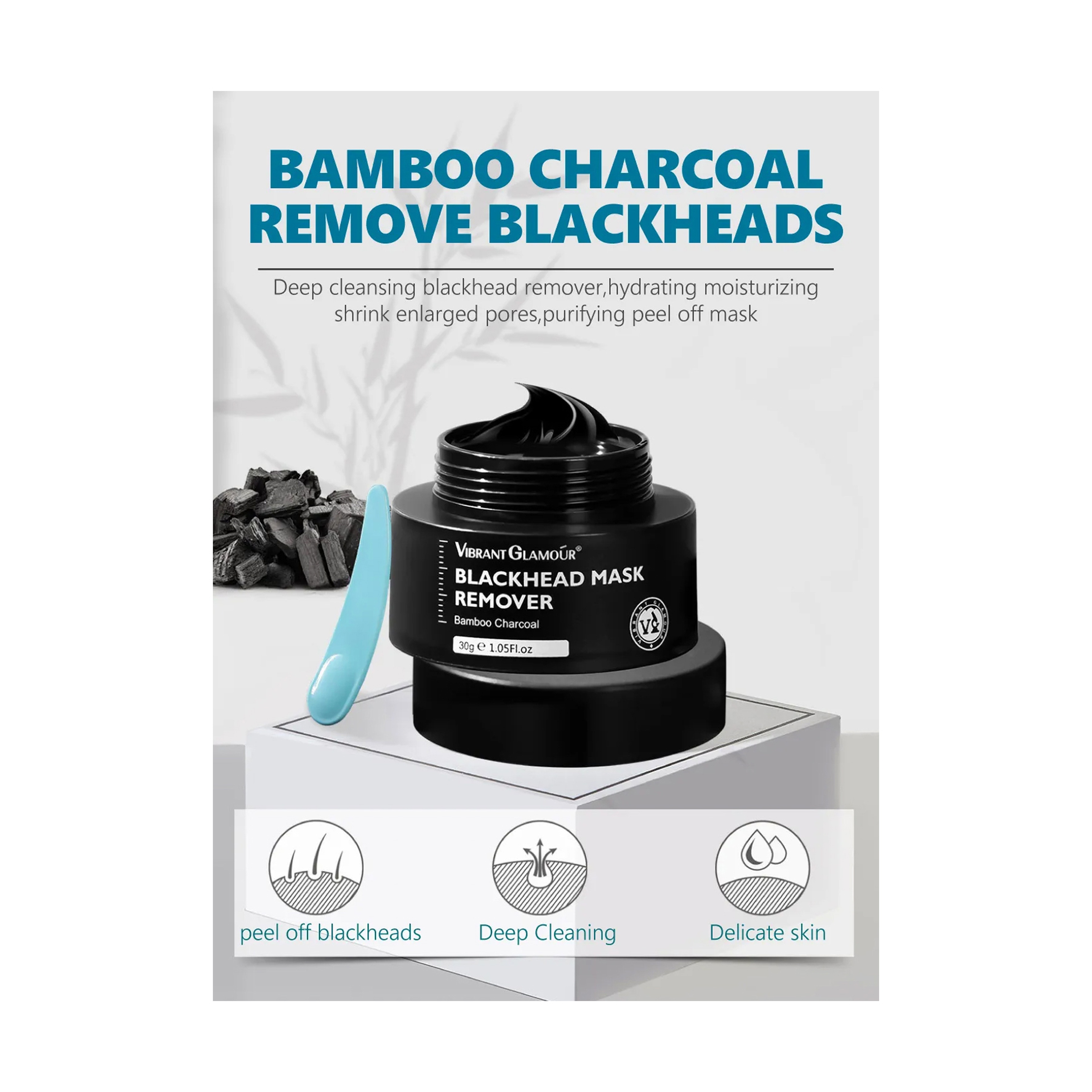 Vibrant Glamour Charcoal Mask for Blackhead Removal 30 g
