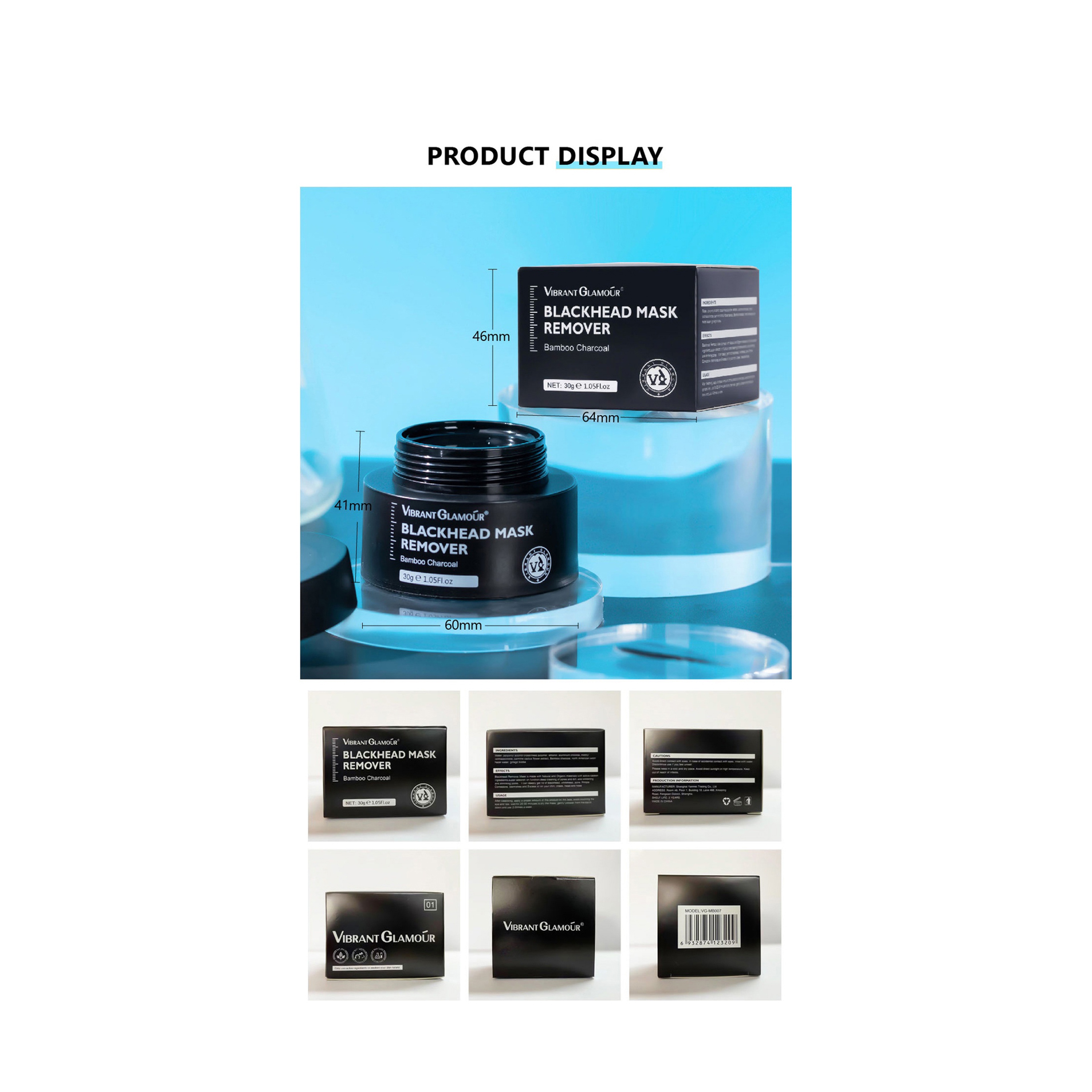 Vibrant Glamour Charcoal Mask for Blackhead Removal 30 g