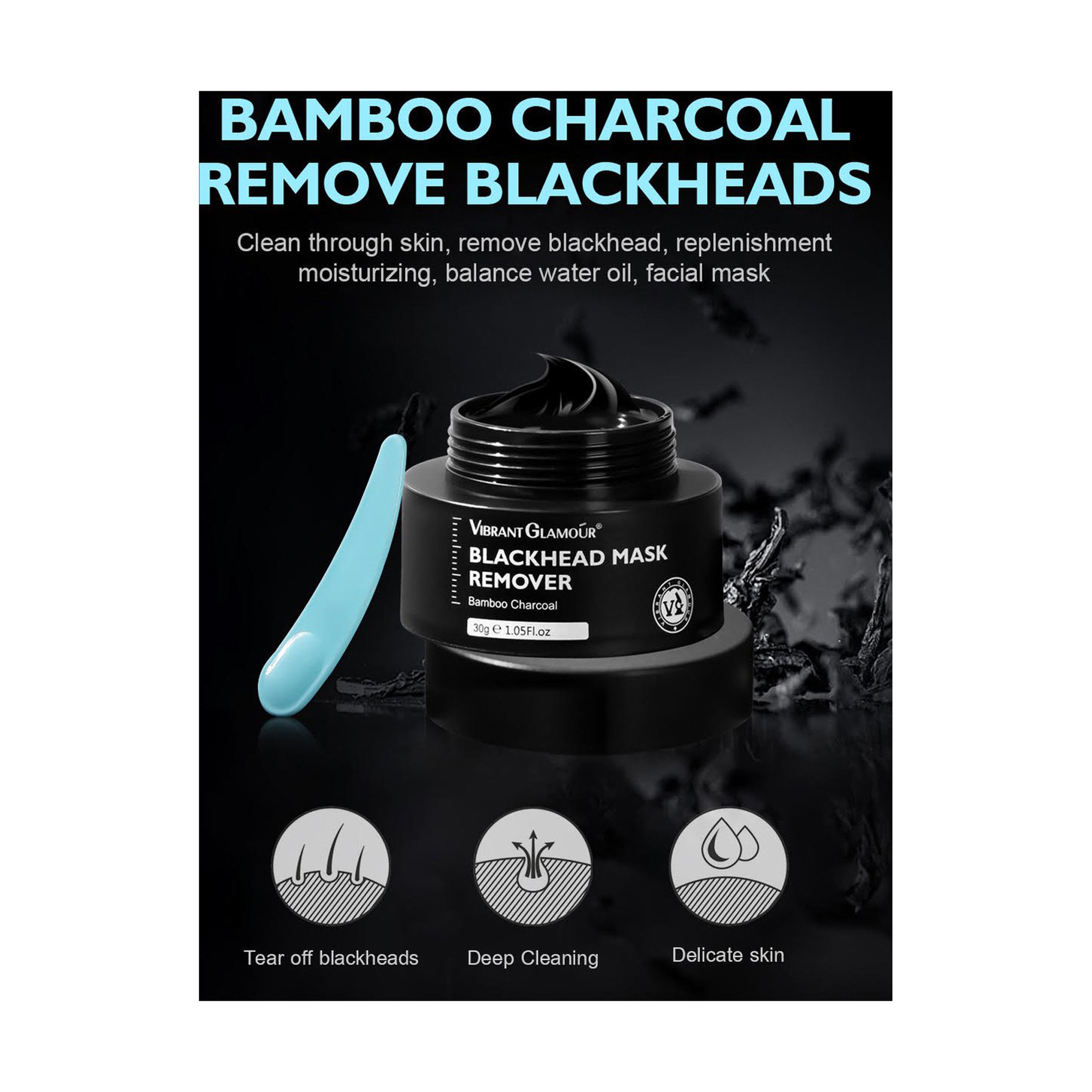 Vibrant Glamour Charcoal Mask for Blackhead Removal 30 g
