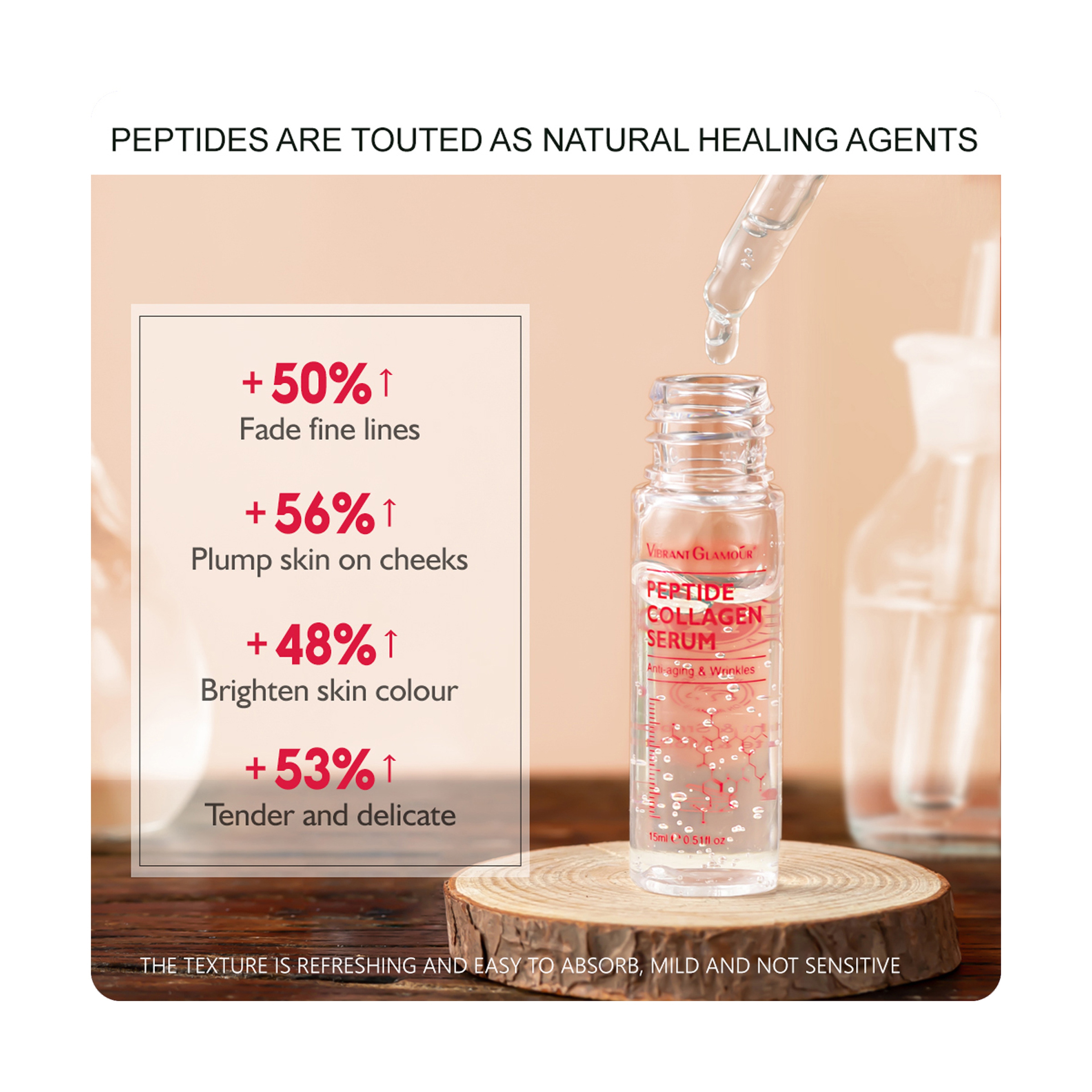 Vibrant Glamour Anti-Aging Face Serum with Collagen Peptides and Vitamins C & E 15 ml