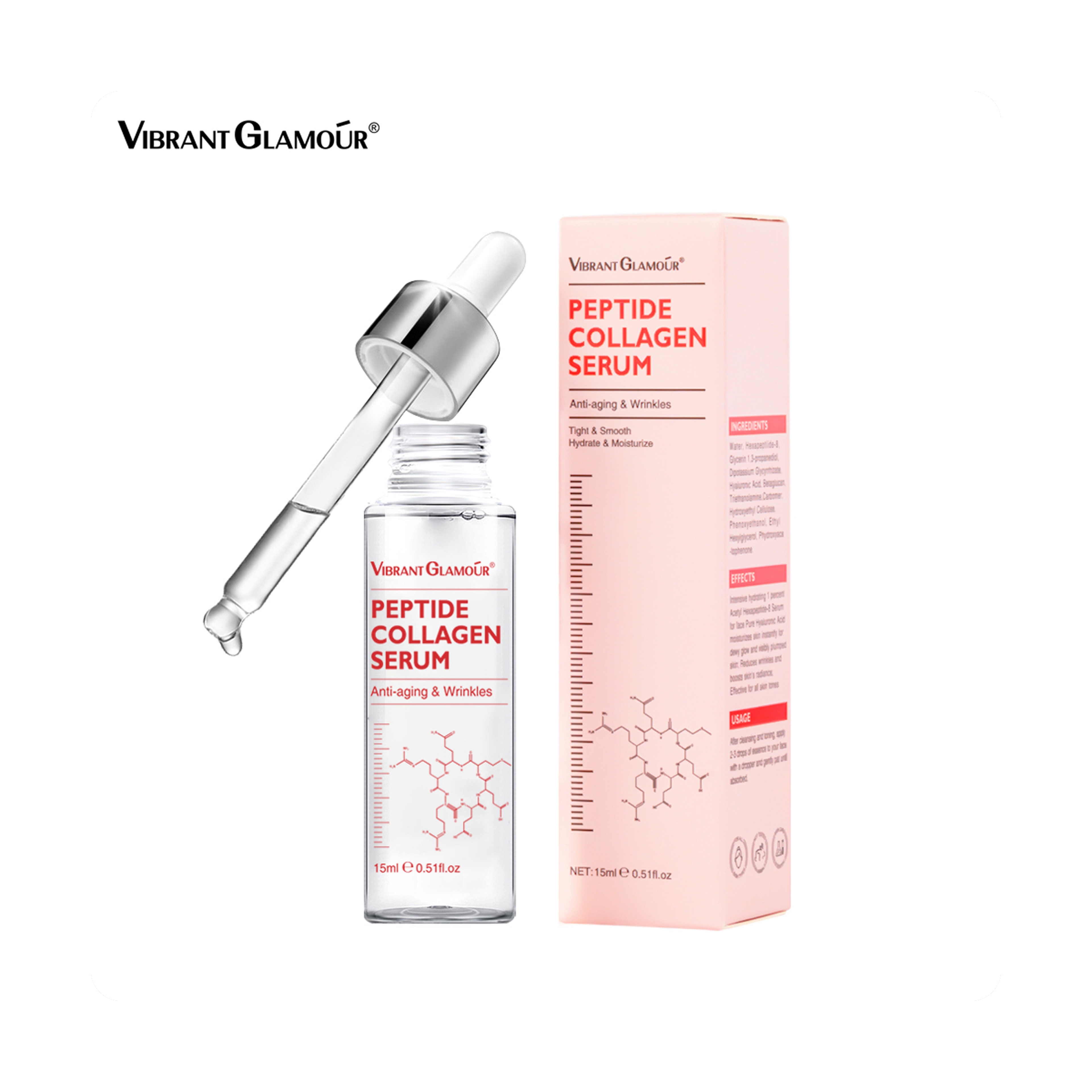 Vibrant Glamour Anti-Aging Face Serum with Collagen Peptides and Vitamins C & E 15 ml