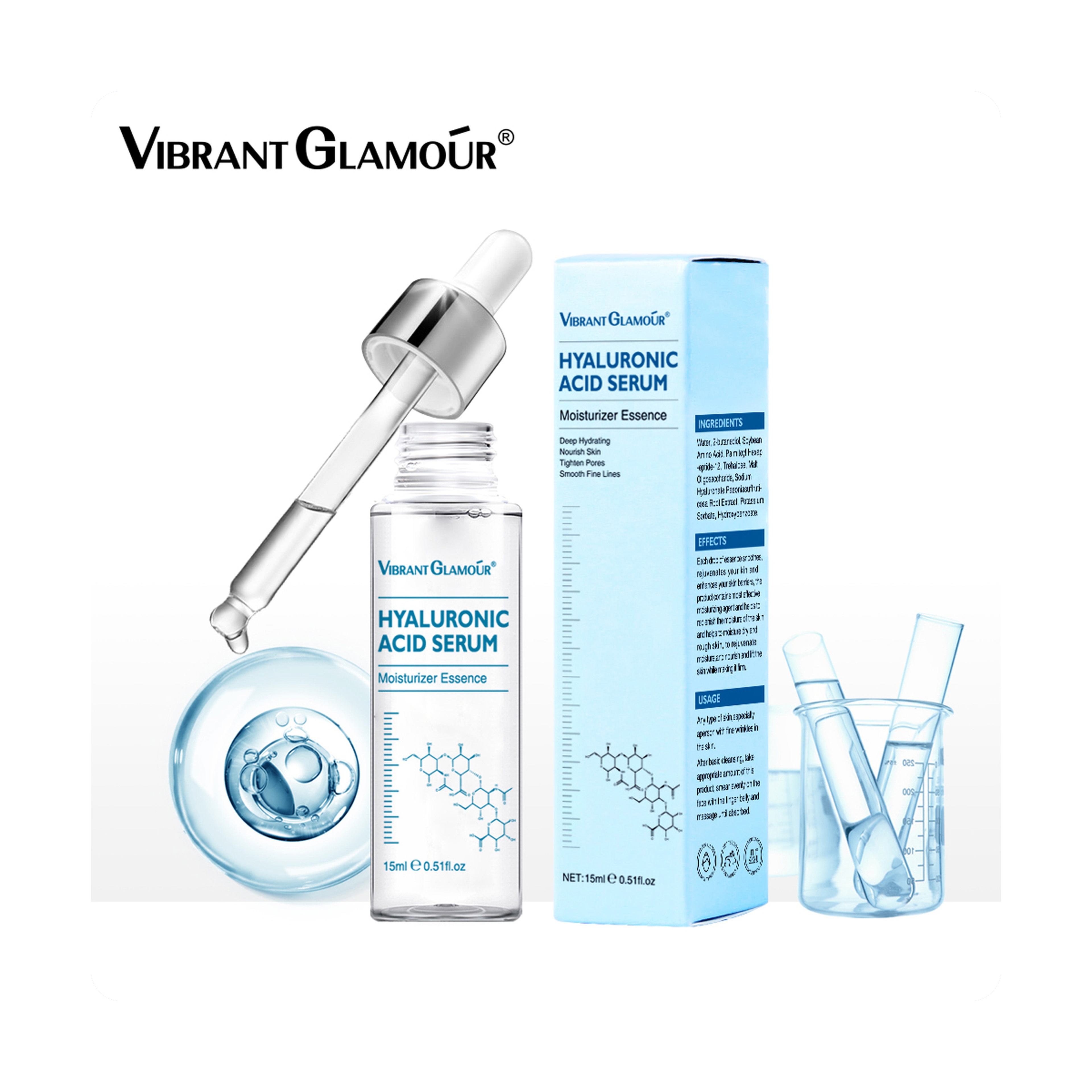 Vibrant Glamour Hyaluronic Acid Serum for Skin Improvement and Firming 15 ml