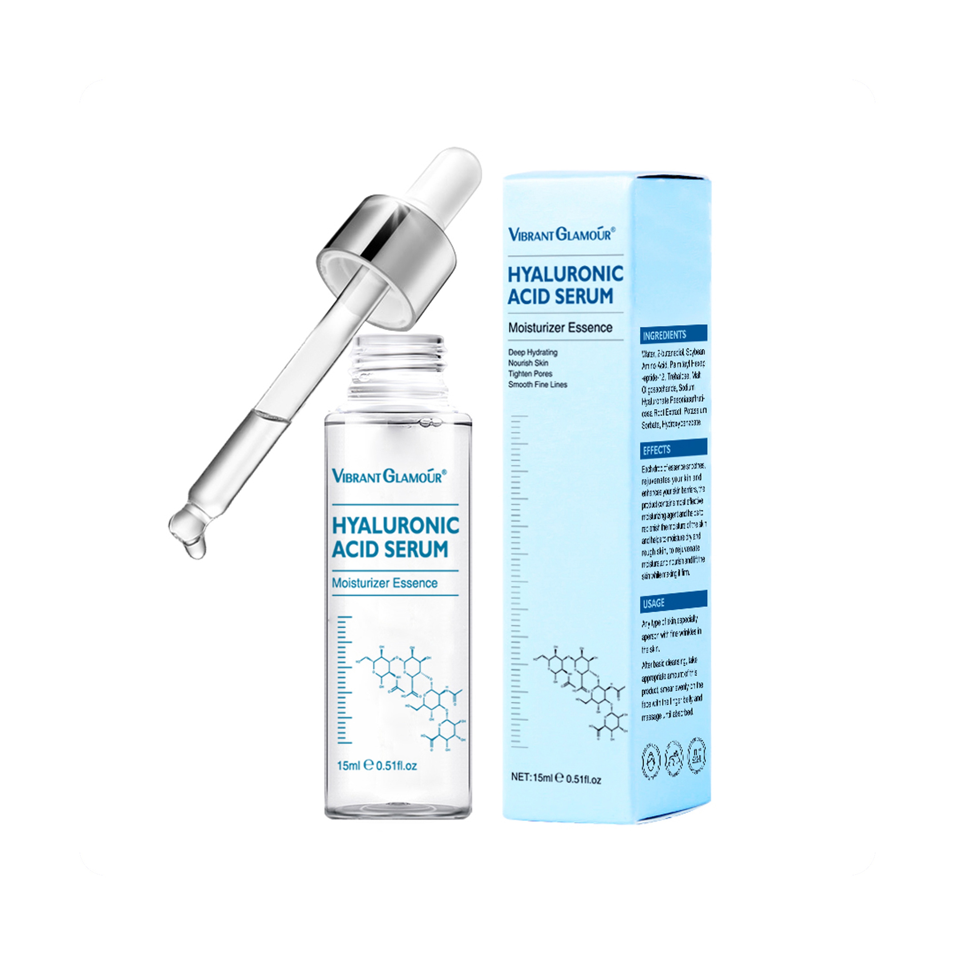 Vibrant Glamour Hyaluronic Acid Serum for Skin Improvement and Firming 15 ml