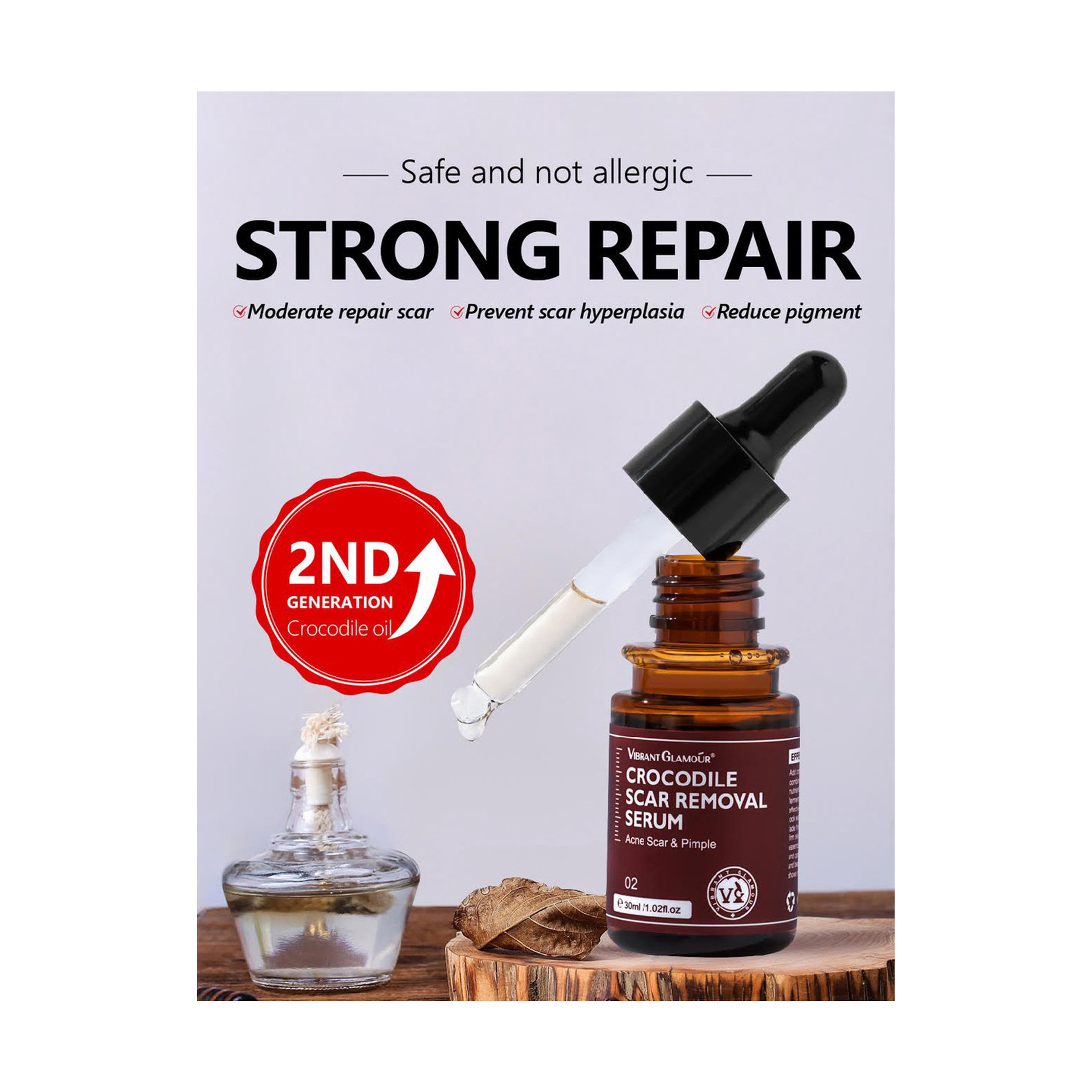 Vibrant Glamour Crocodile Serum for Scar, Stretch Mark, and Acne Treatment 30 ml