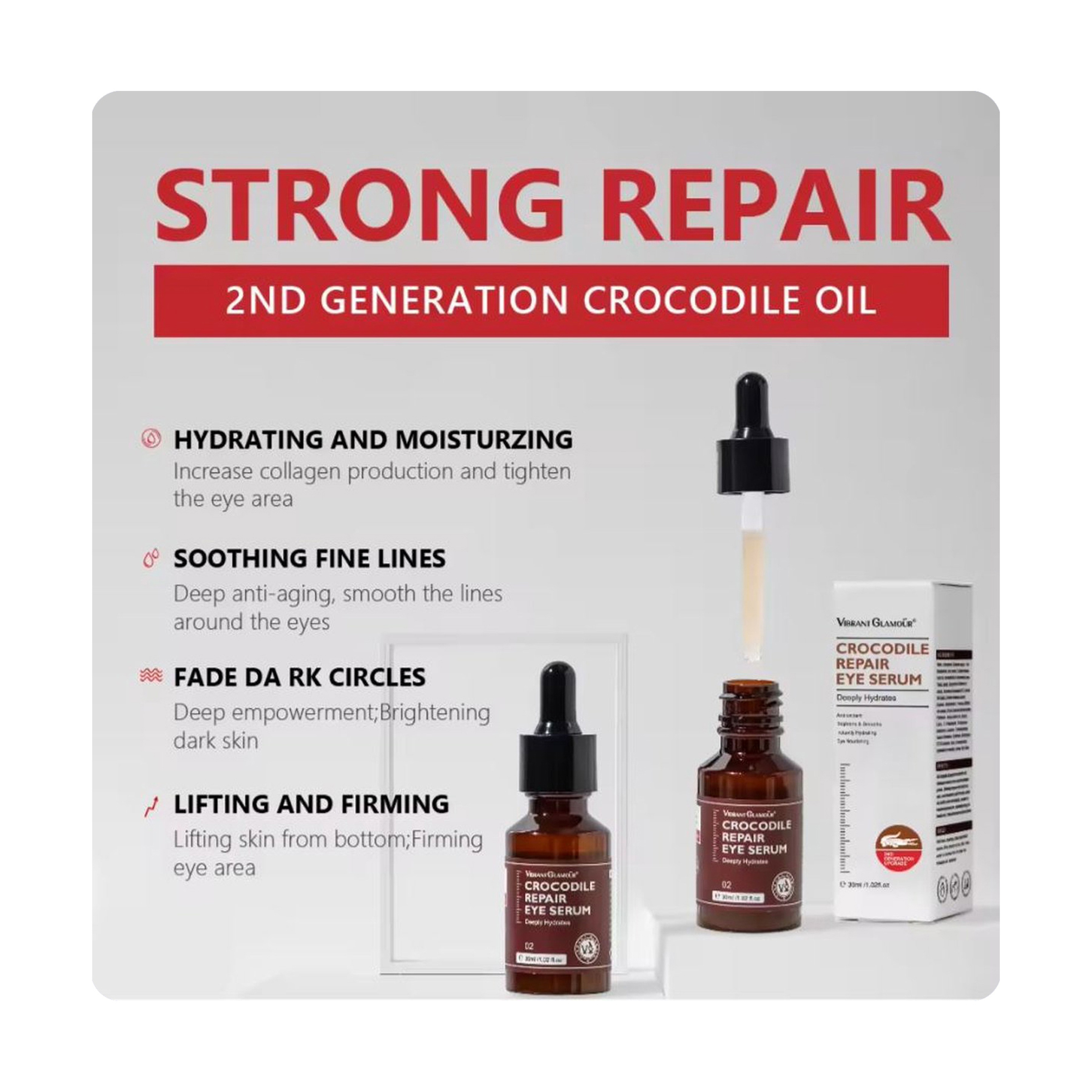 Vibrant Glamour Crocodile Eye Serum Anti-Wrinkle and Under-Eye Puffiness 30 ml