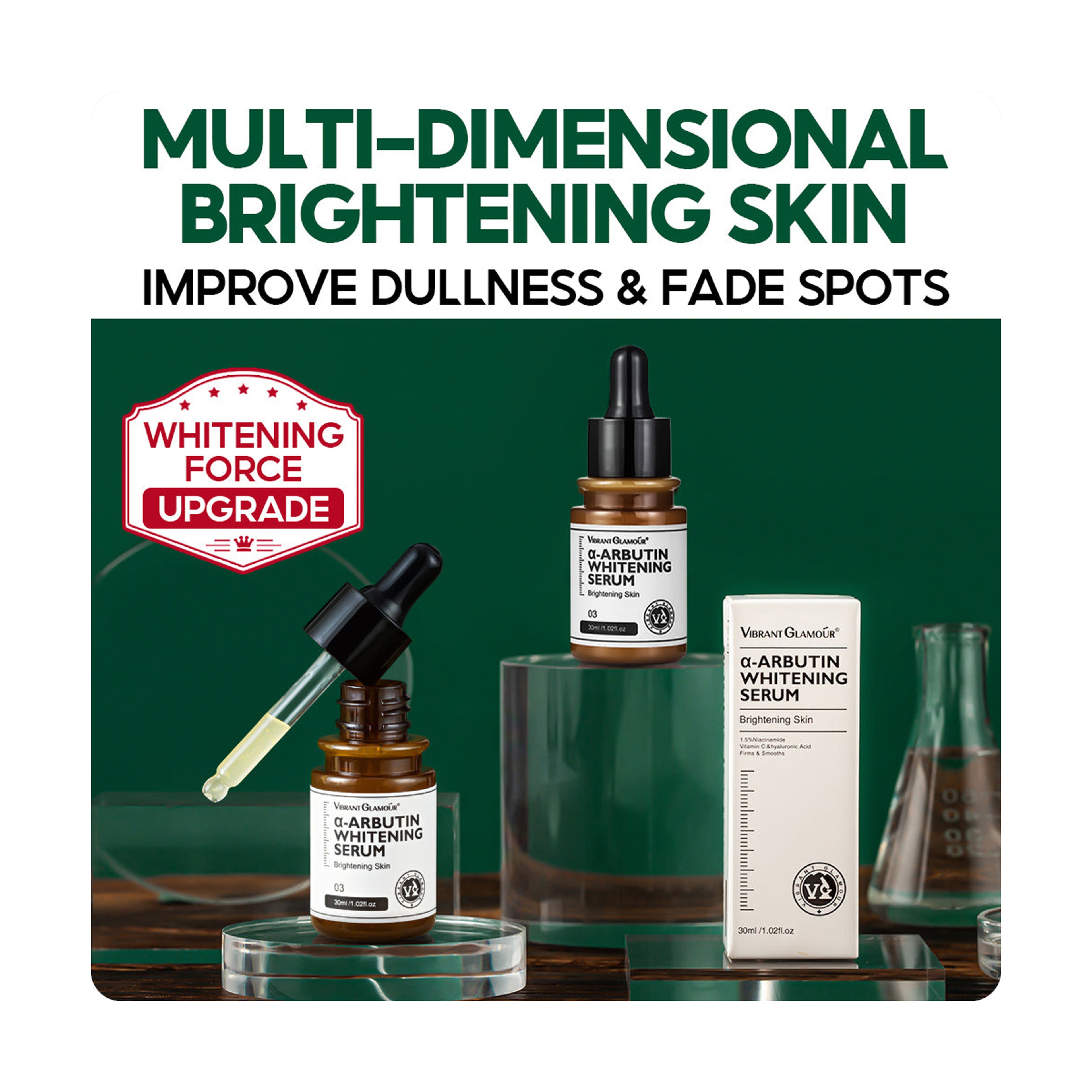 Vibrant Glamour Arbutin Serum with Niacinamide and Vitamin C for Skin Brightening and Dark Spot Reduction 30 ml