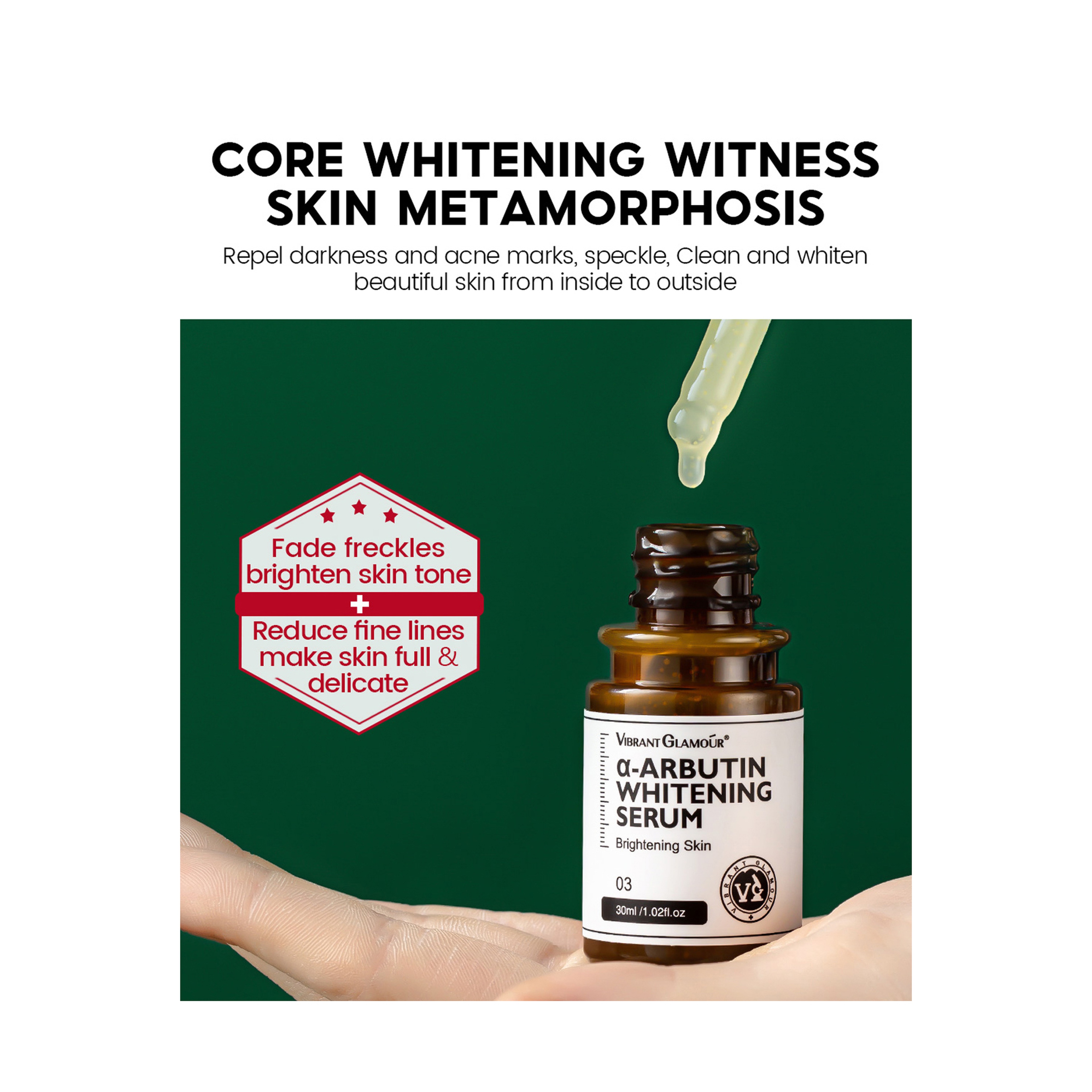 Vibrant Glamour Arbutin Serum with Niacinamide and Vitamin C for Skin Brightening and Dark Spot Reduction 30 ml