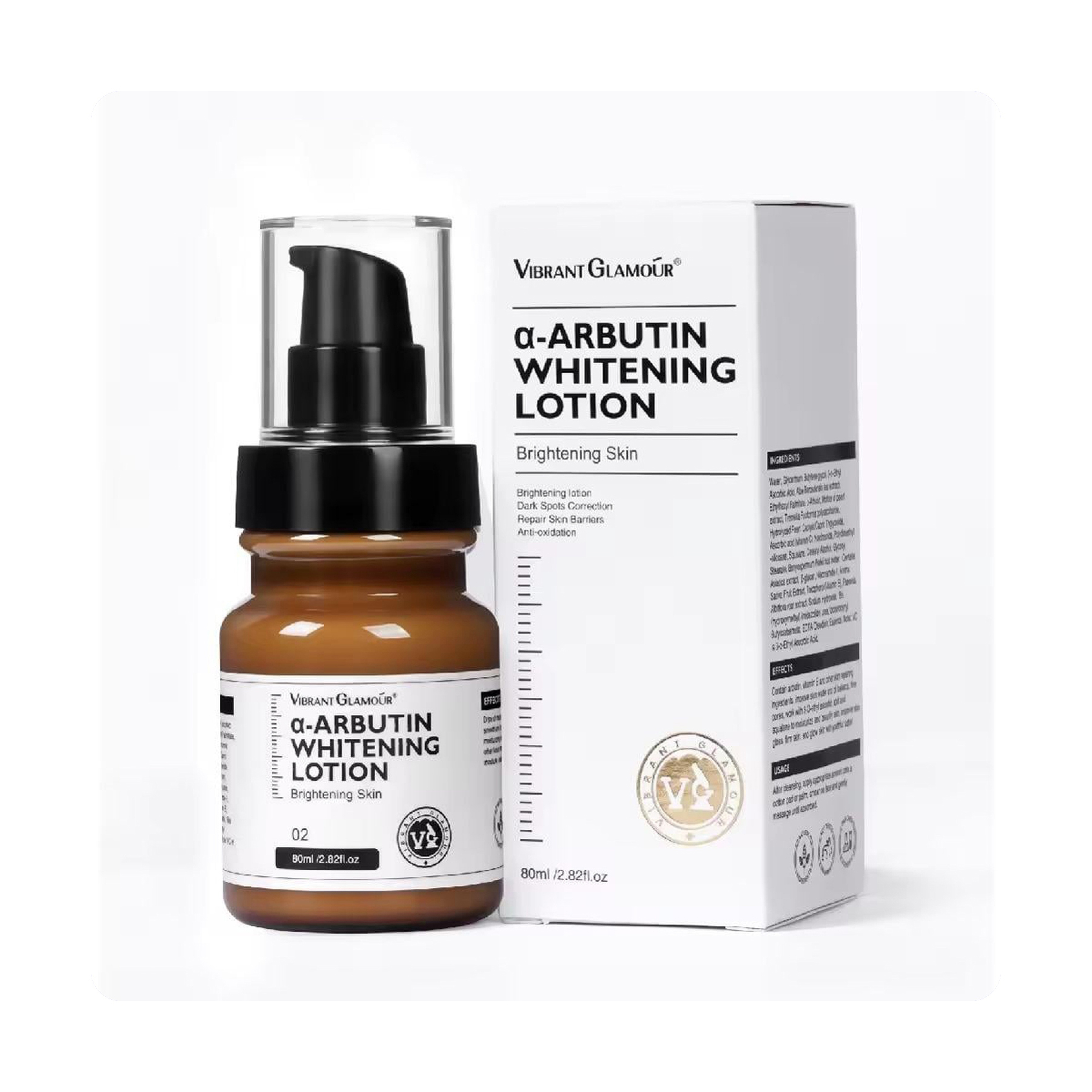 Vibrant Glamour Arbutin Lotion for Skin Brightening, Freckle Reduction, and Dark Spot Removal 80 ml