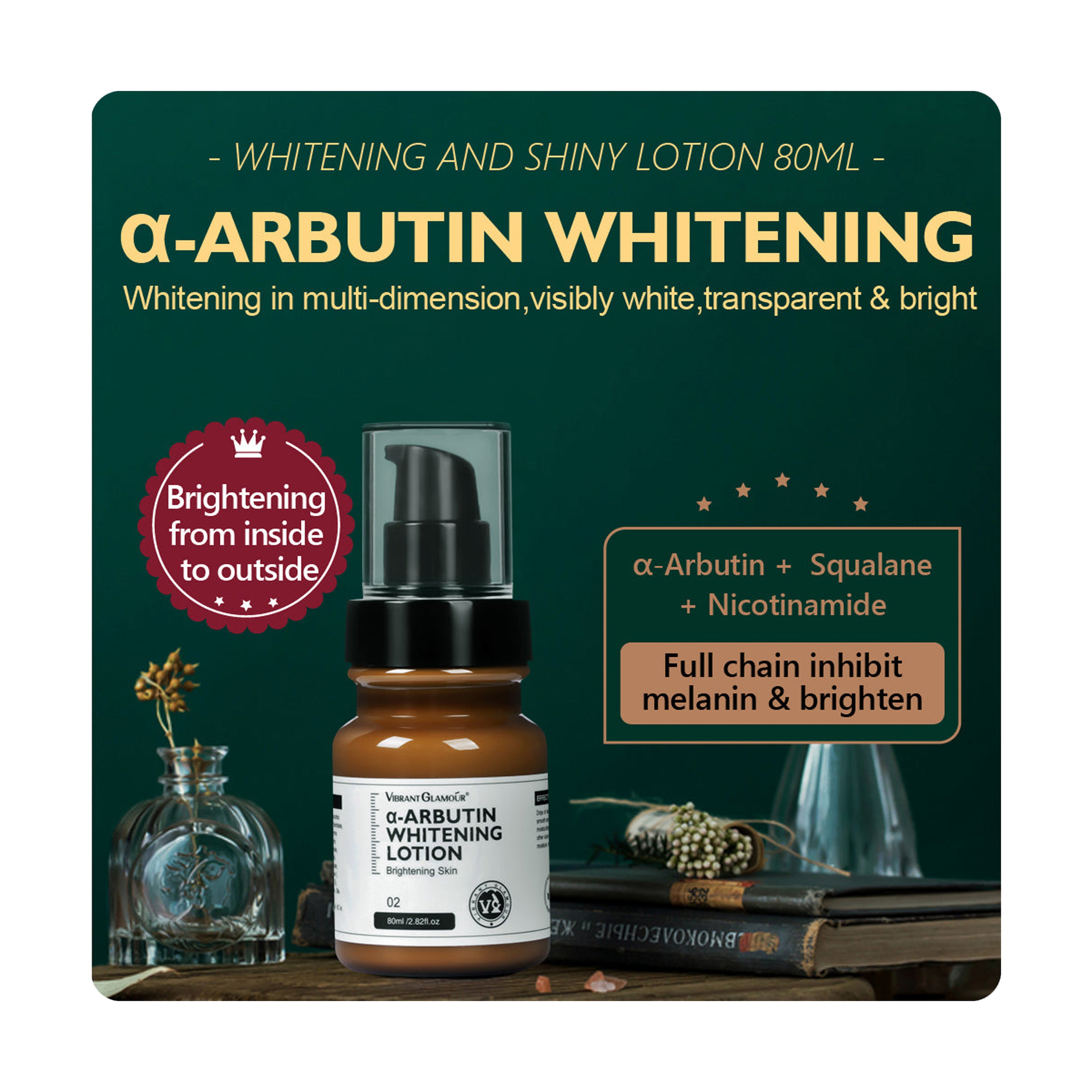 Vibrant Glamour Arbutin Lotion for Skin Brightening, Freckle Reduction, and Dark Spot Removal 80 ml