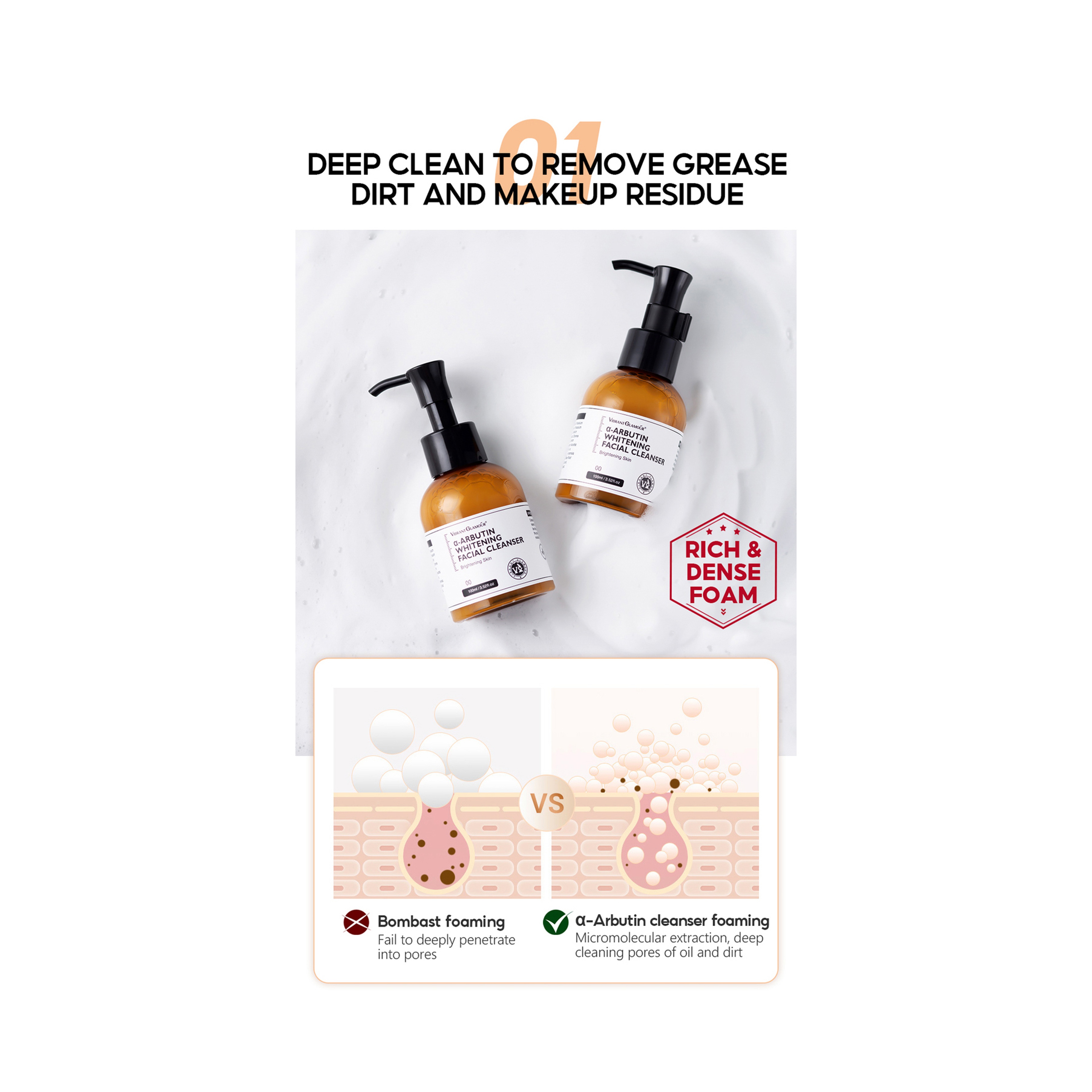 Vibrant Glamour Whitening Face Cleanser with Alpha Arbutin and Vitamin C 100 ml