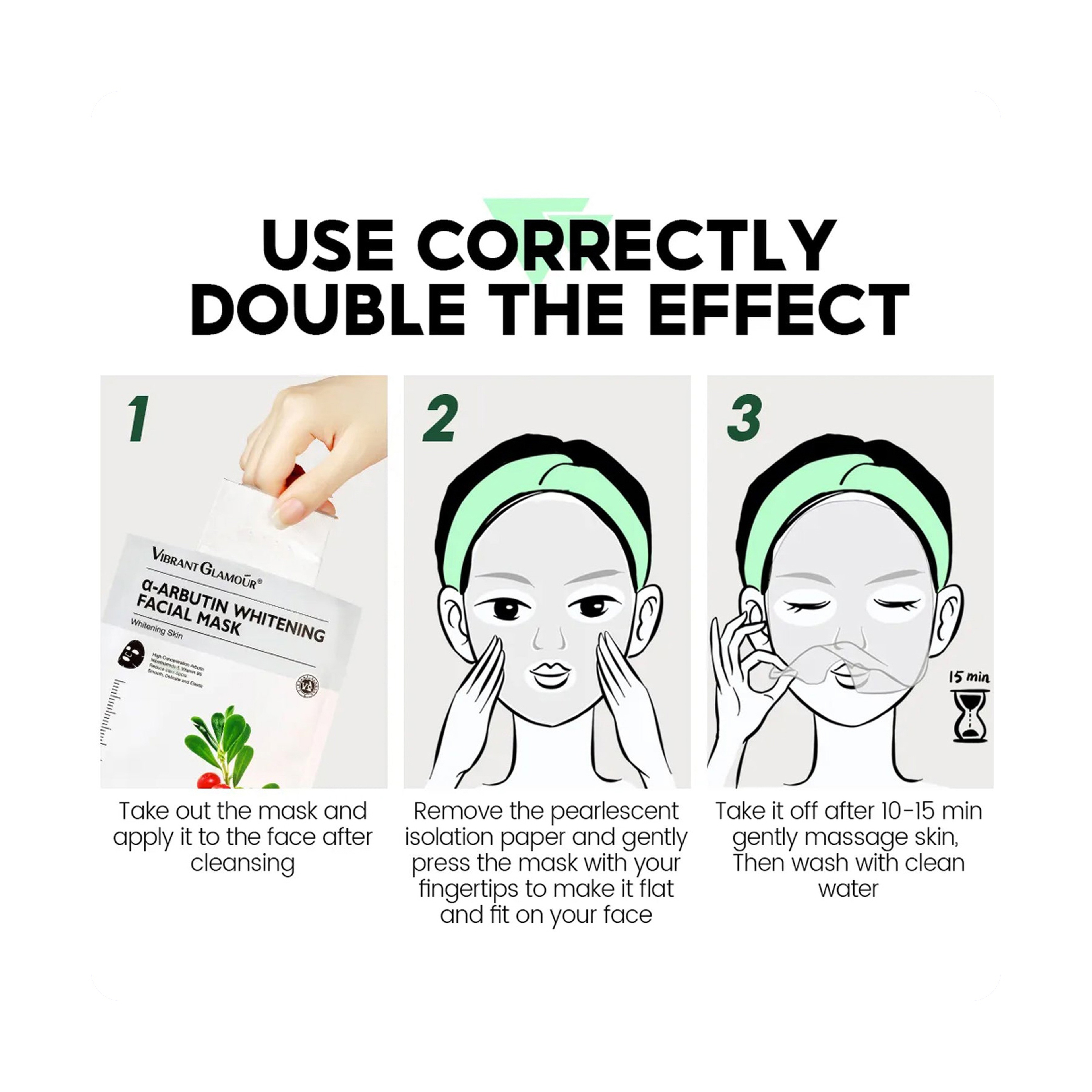 Vibrant Glamour Alpha Arbutin Brightening Sheet Mask for Hydration and Skin Whitening 25 ml