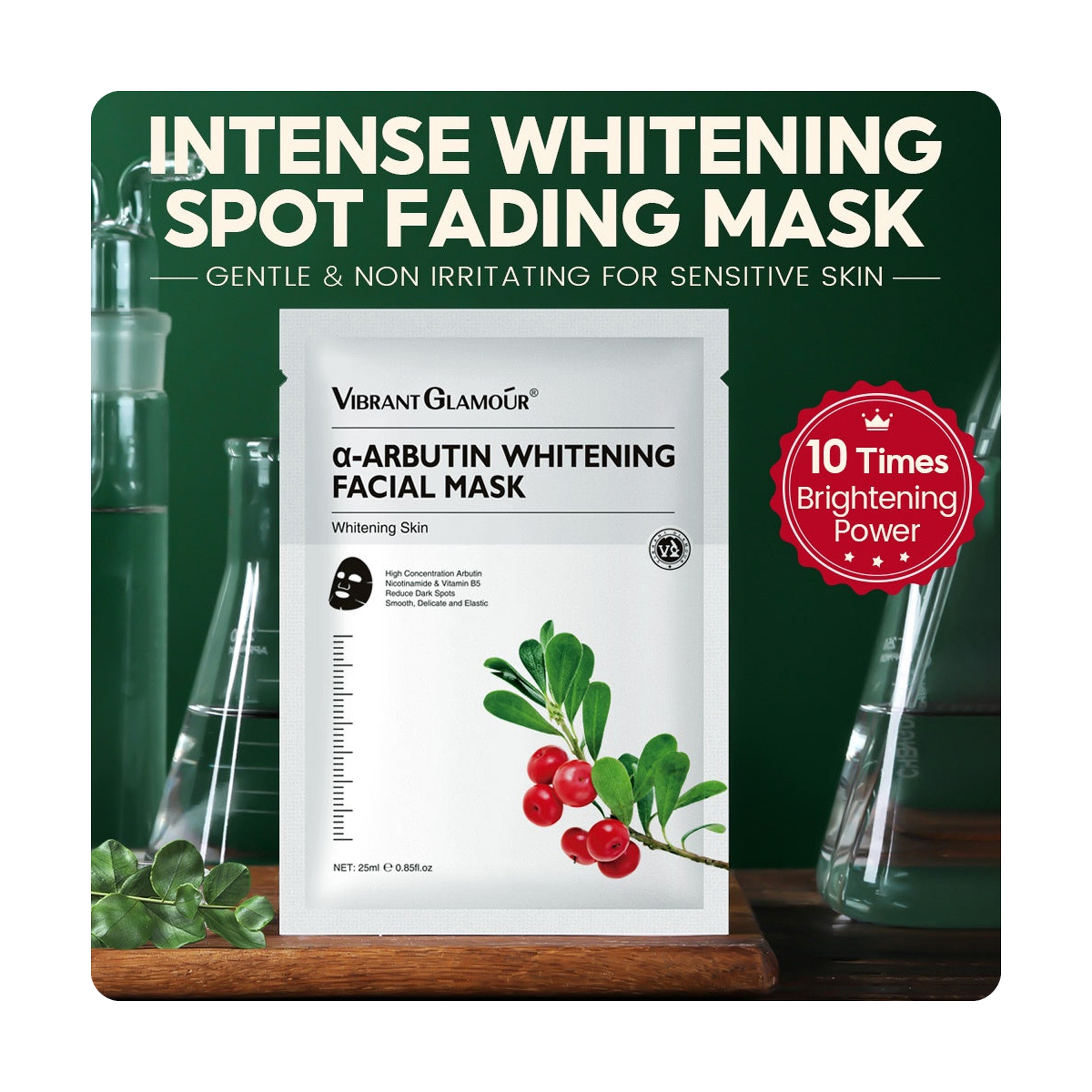 Vibrant Glamour Alpha Arbutin Brightening Sheet Mask for Hydration and Skin Whitening 25 ml