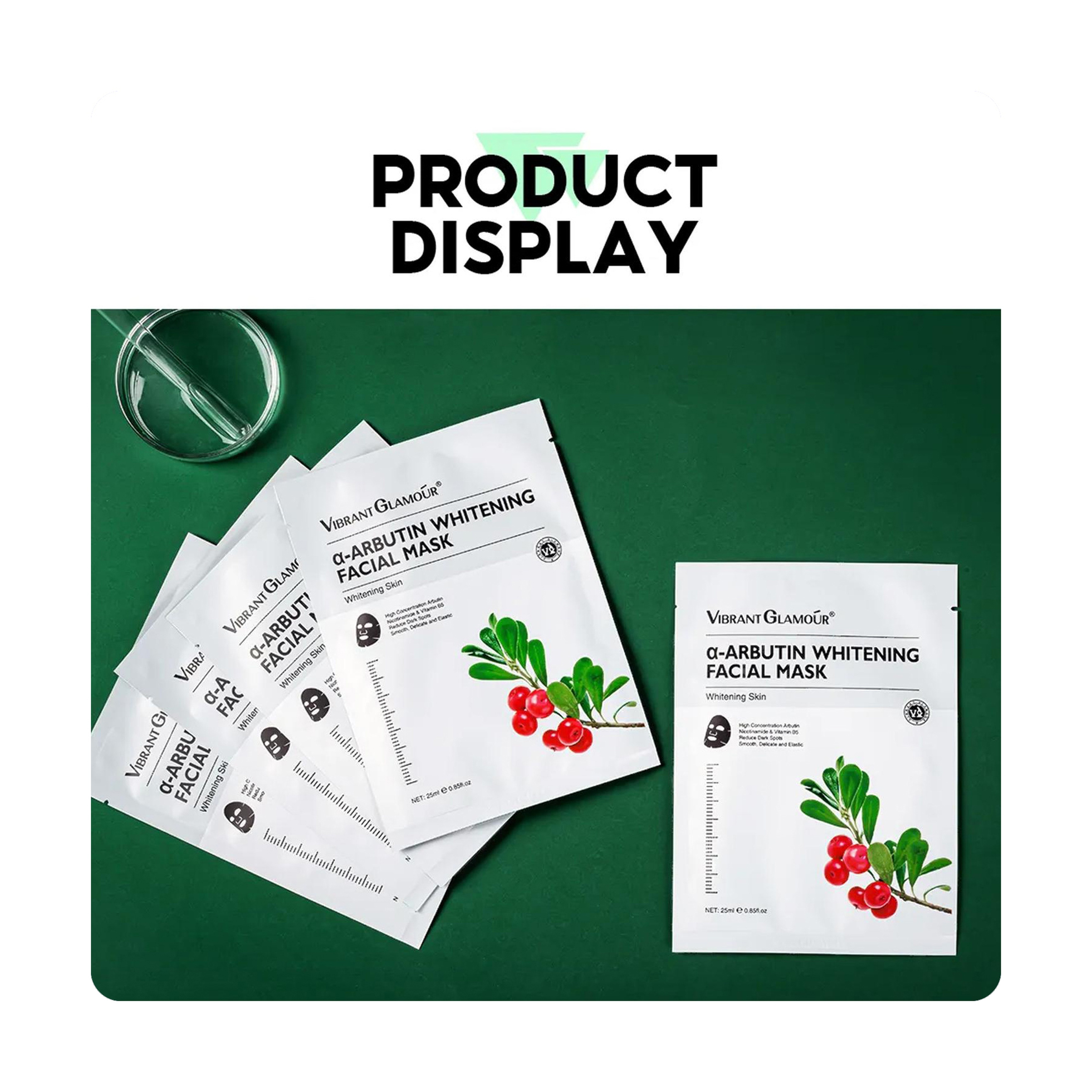 Vibrant Glamour Alpha Arbutin Brightening Sheet Mask for Hydration and Skin Whitening 25 ml