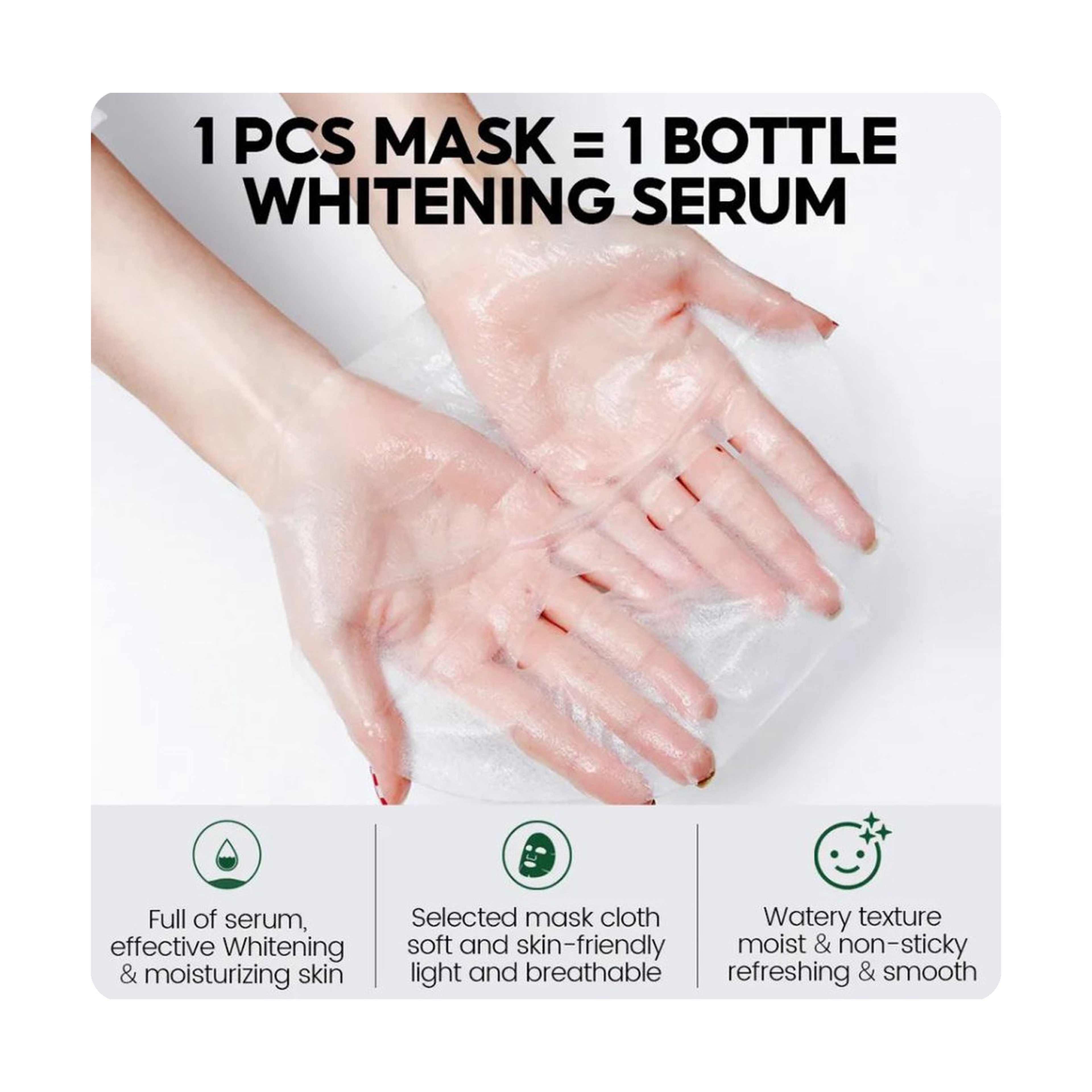 Vibrant Glamour Alpha Arbutin Brightening Sheet Mask Set 5 Pieces (1 Piece / 25 ml) for Hydration and Skin Whitening