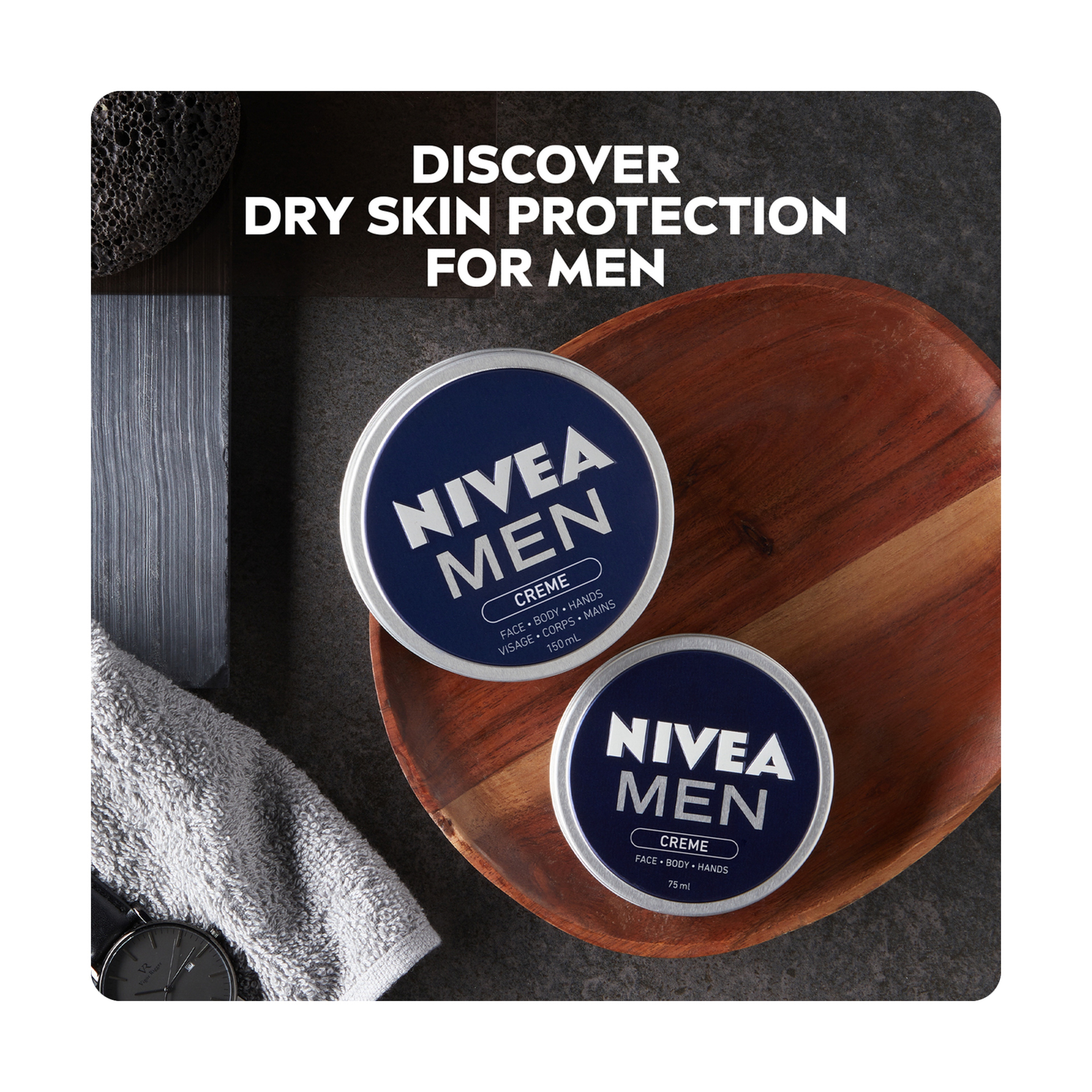 Nivea Men Face Body Moisturising Cream, Tin
