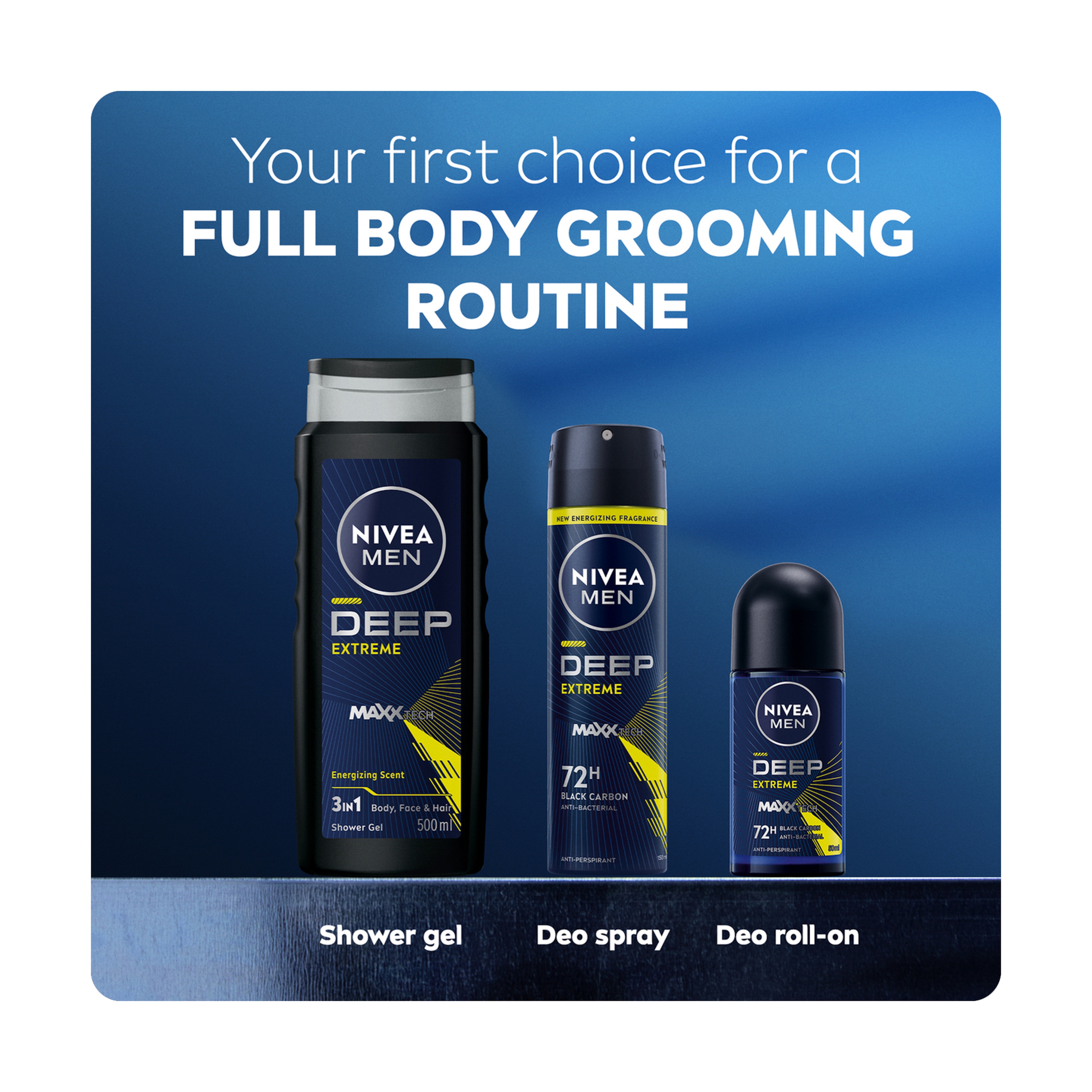Nivea Deep Extreme Deodorant Spray 72H Protection With Black Carbon - 150Ml