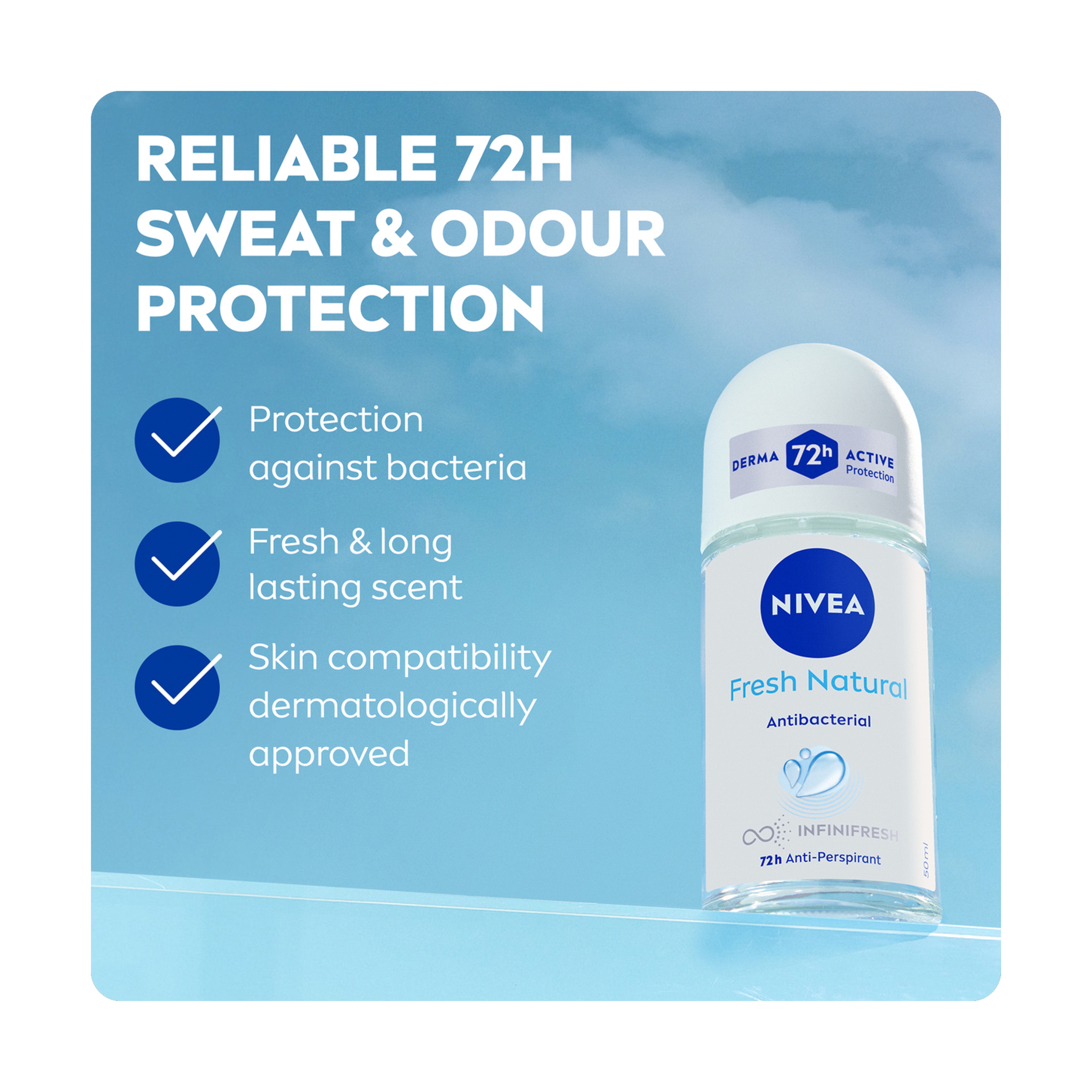 Nivea Fresh Natural Deodorant Roll-On - 50Ml