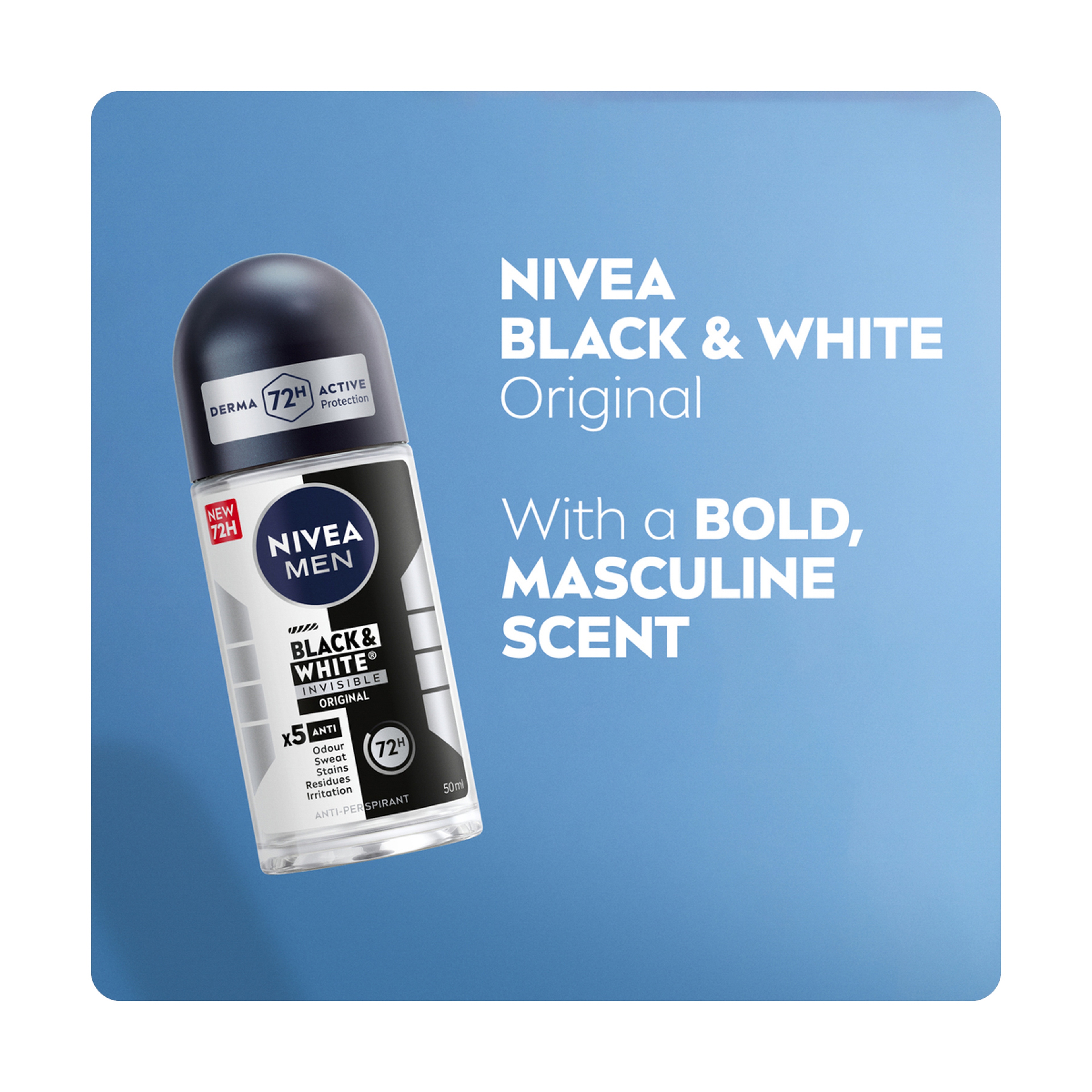 Nivea Men Invisible Black & White Original Roll-On Deodorant - 50Ml