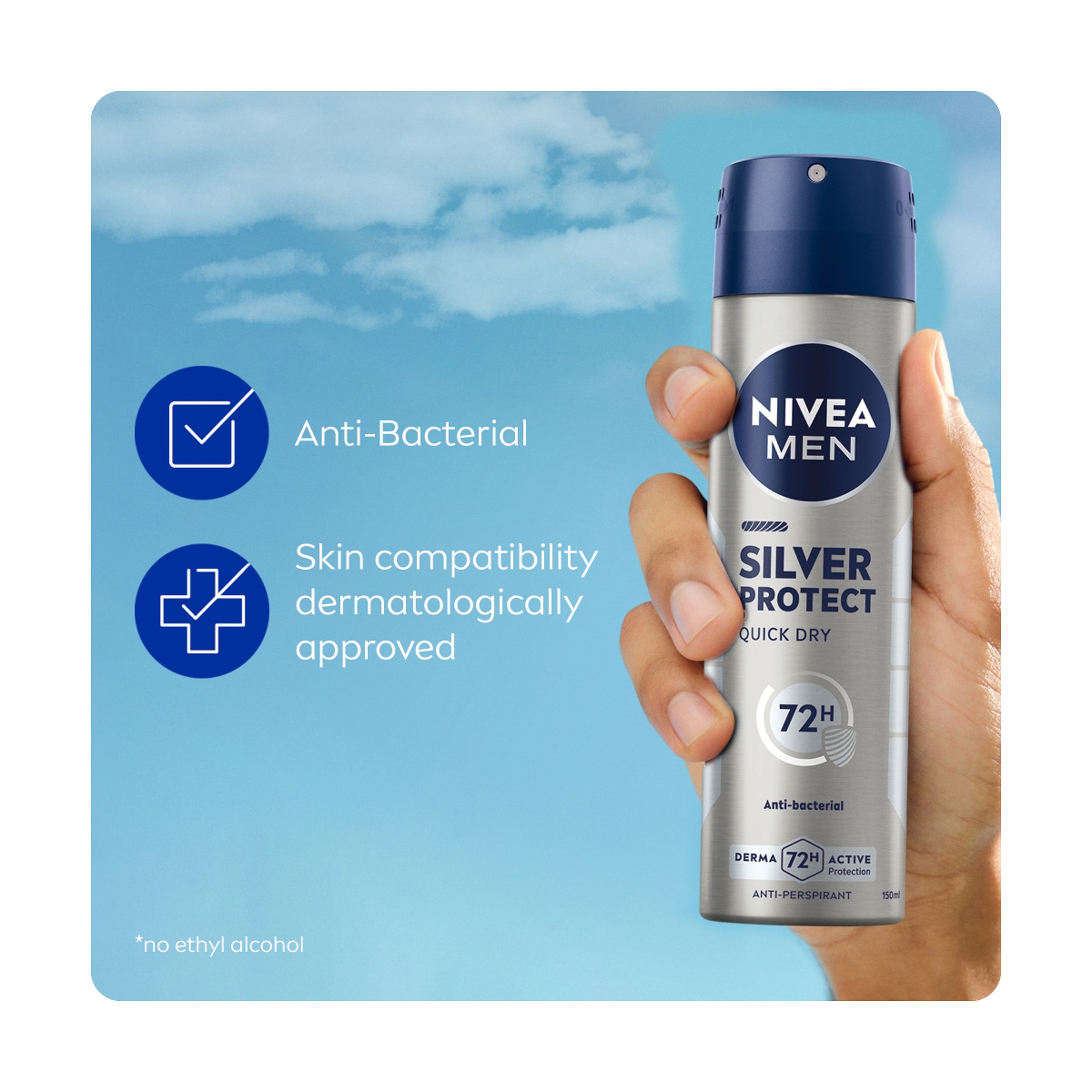 Nivea Silver Protect Deodorant - Antibacterial Protection, 150Ml