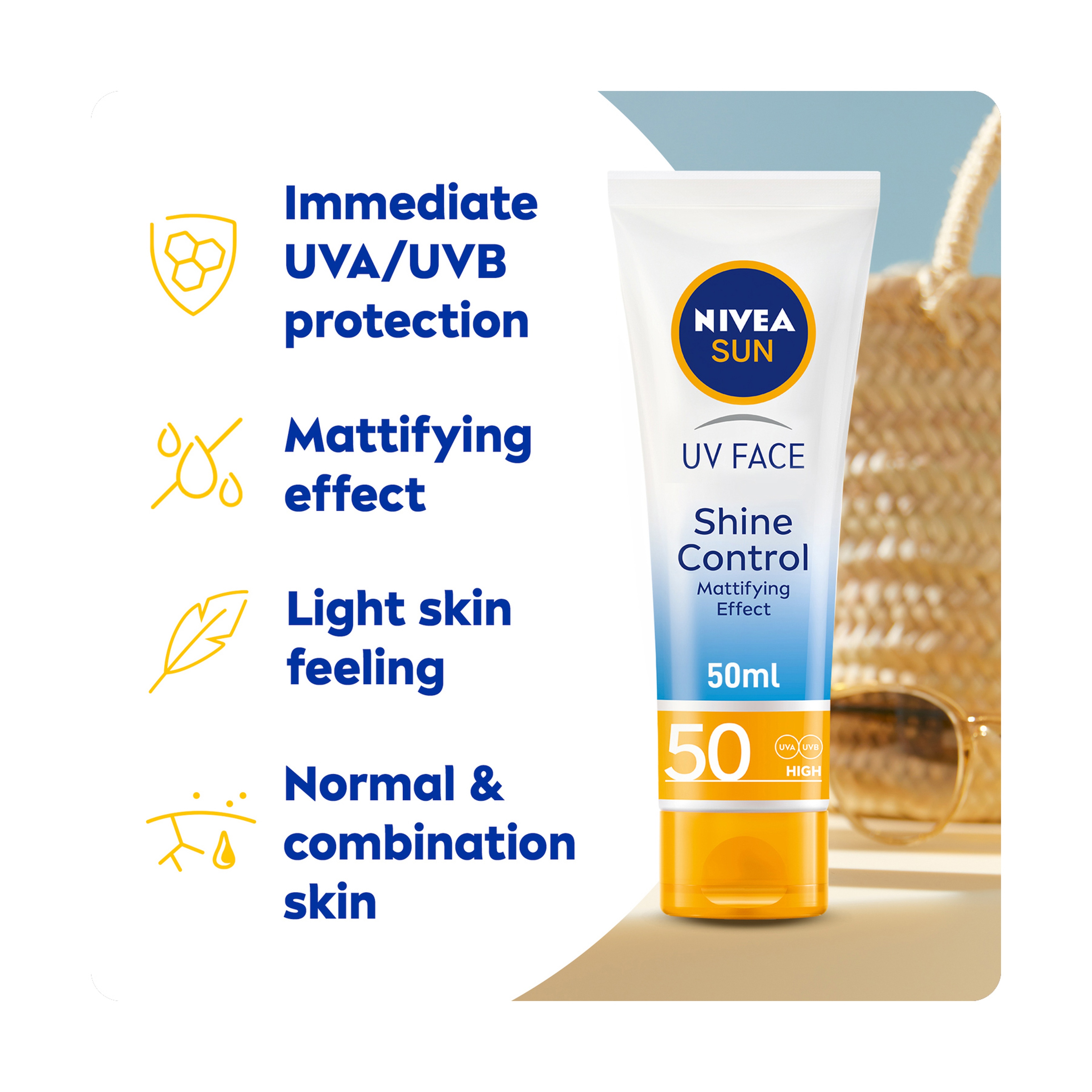 Nivea Sun  UV FACE Shine control Spf 50 cream 50Ml