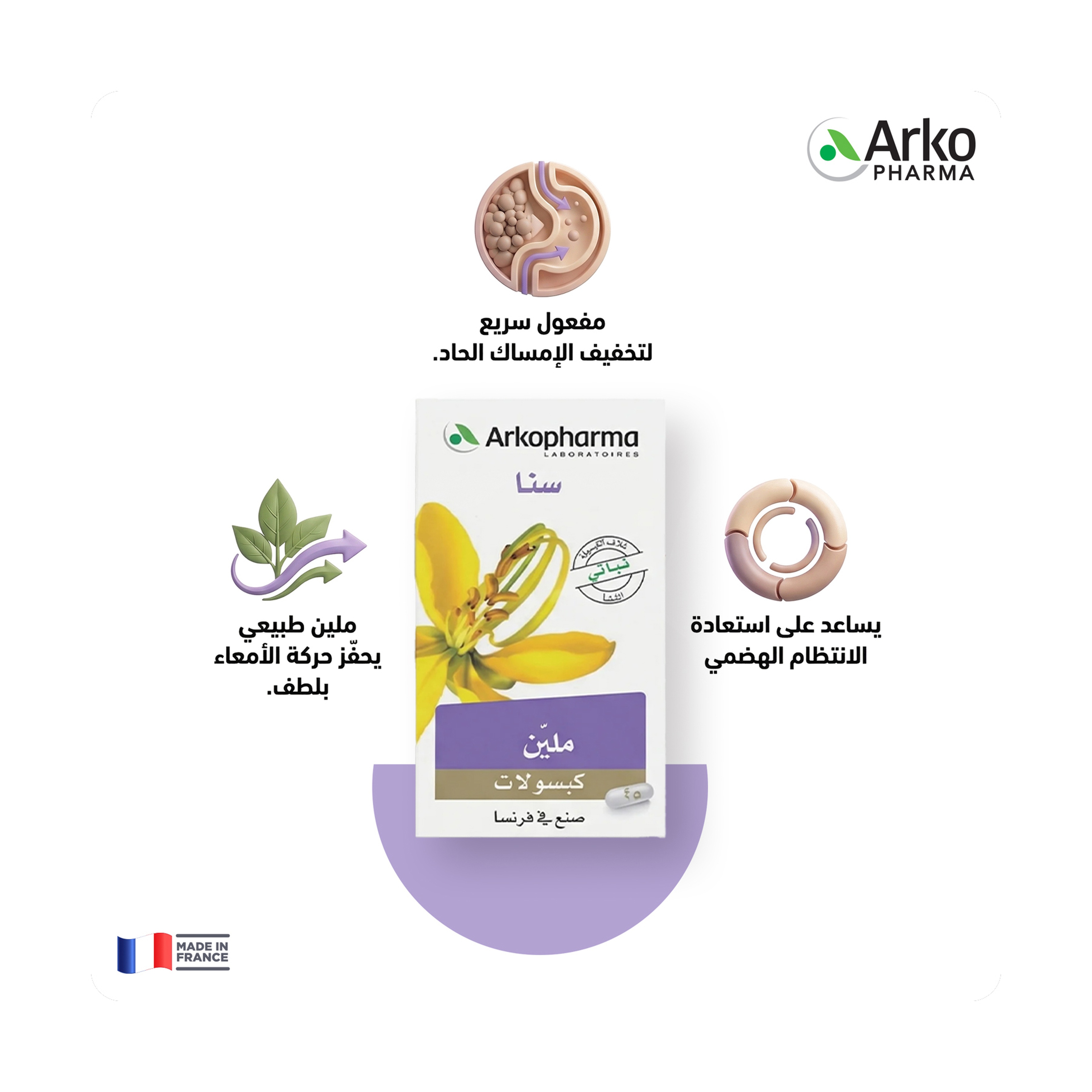 اركوفارما، خلاصة نبات السنا - 45 كبسولة