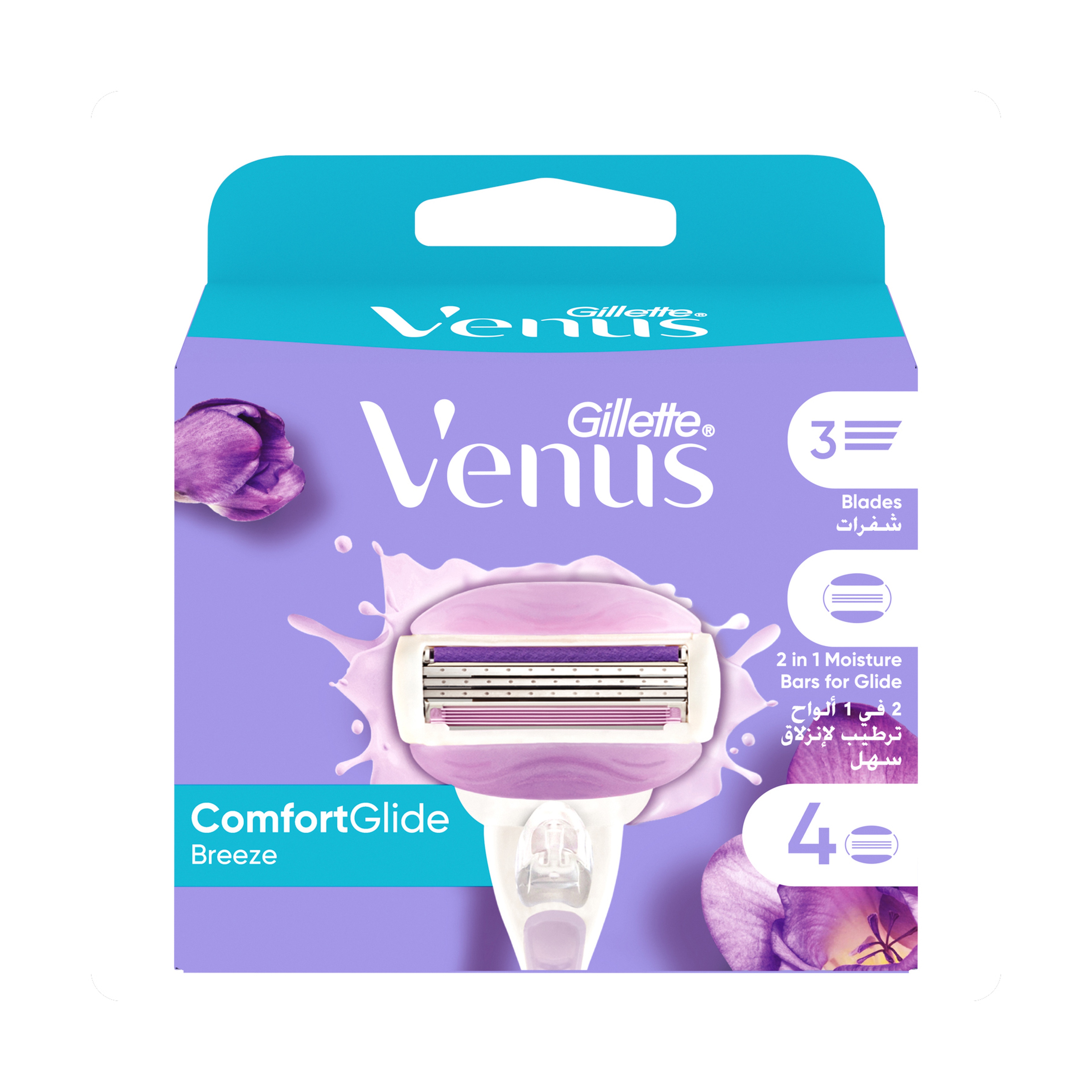 Gillette Venus Refreshing Breeze Blades Refills 3 Bladed, 4 Count