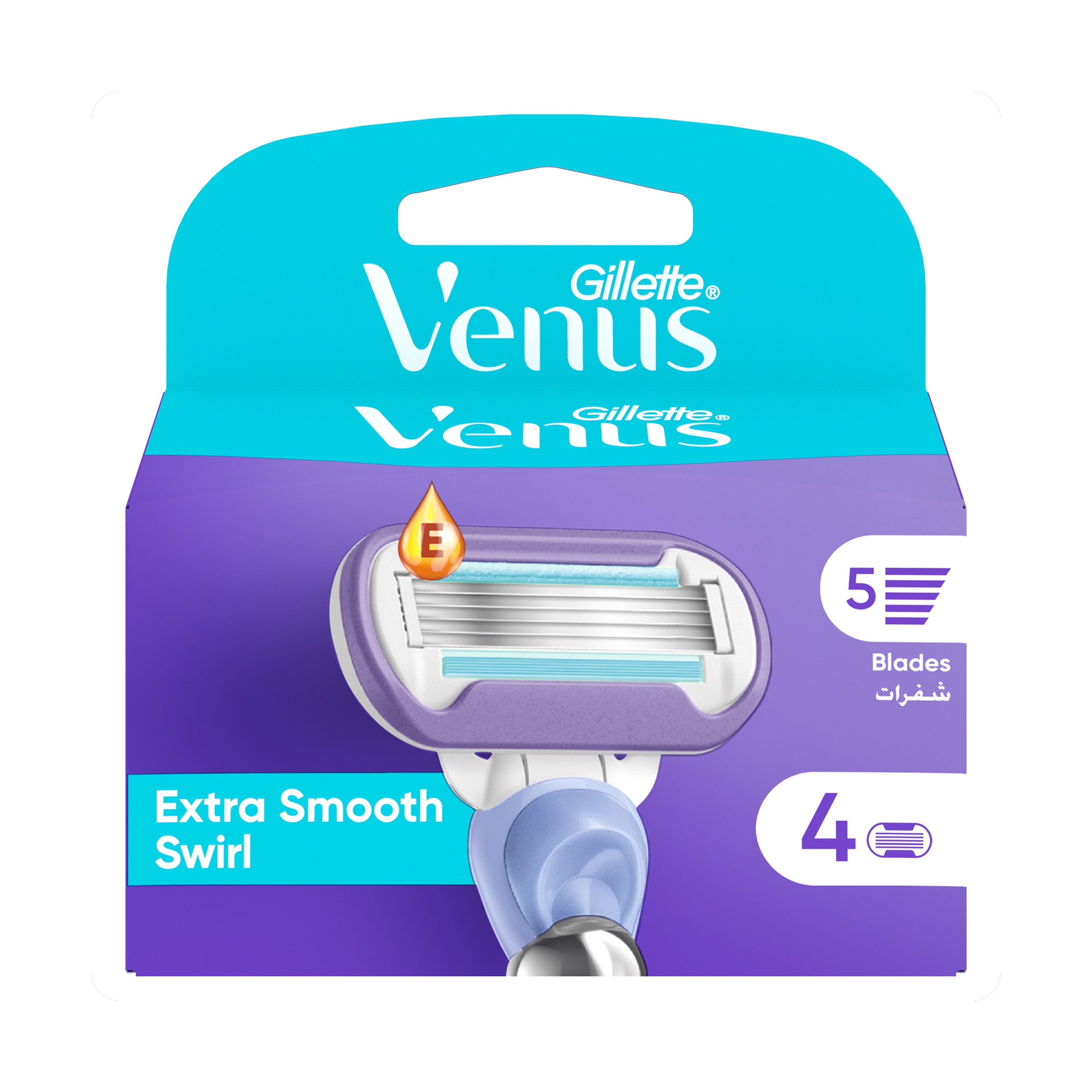 Gillette Venus Extra Smooth Swirl Razor Blades For Women - 4 Pieces