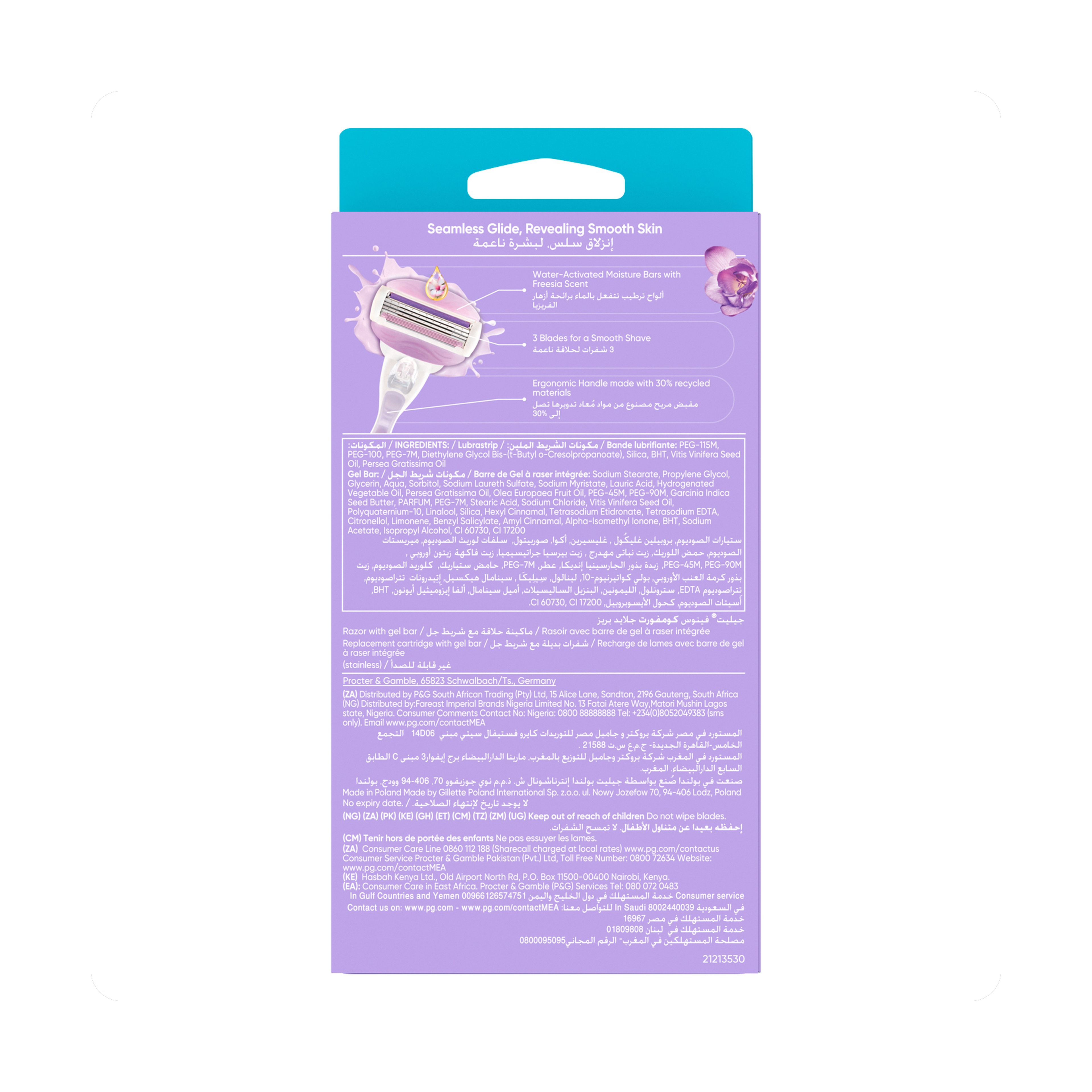 Gillette Venus Comfort Glide Razor 3 Bladed + 2 Count Blades Refills